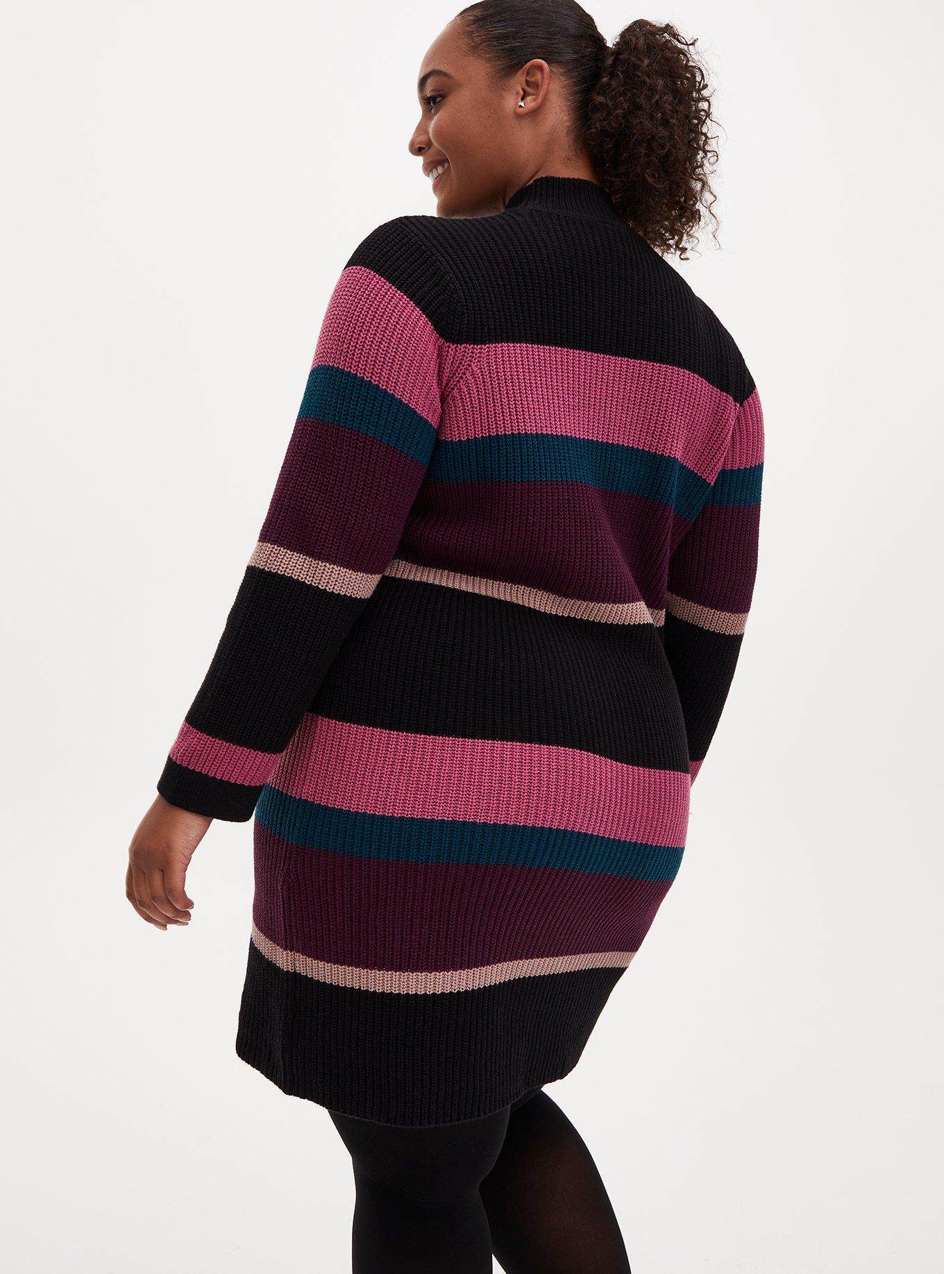 Plus Size Multicolor Stripe Mock Neck Sweater Dress Torrid