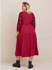 Plus Size Midi Super Soft Plush Skater Dress, JESTER RED, alternate