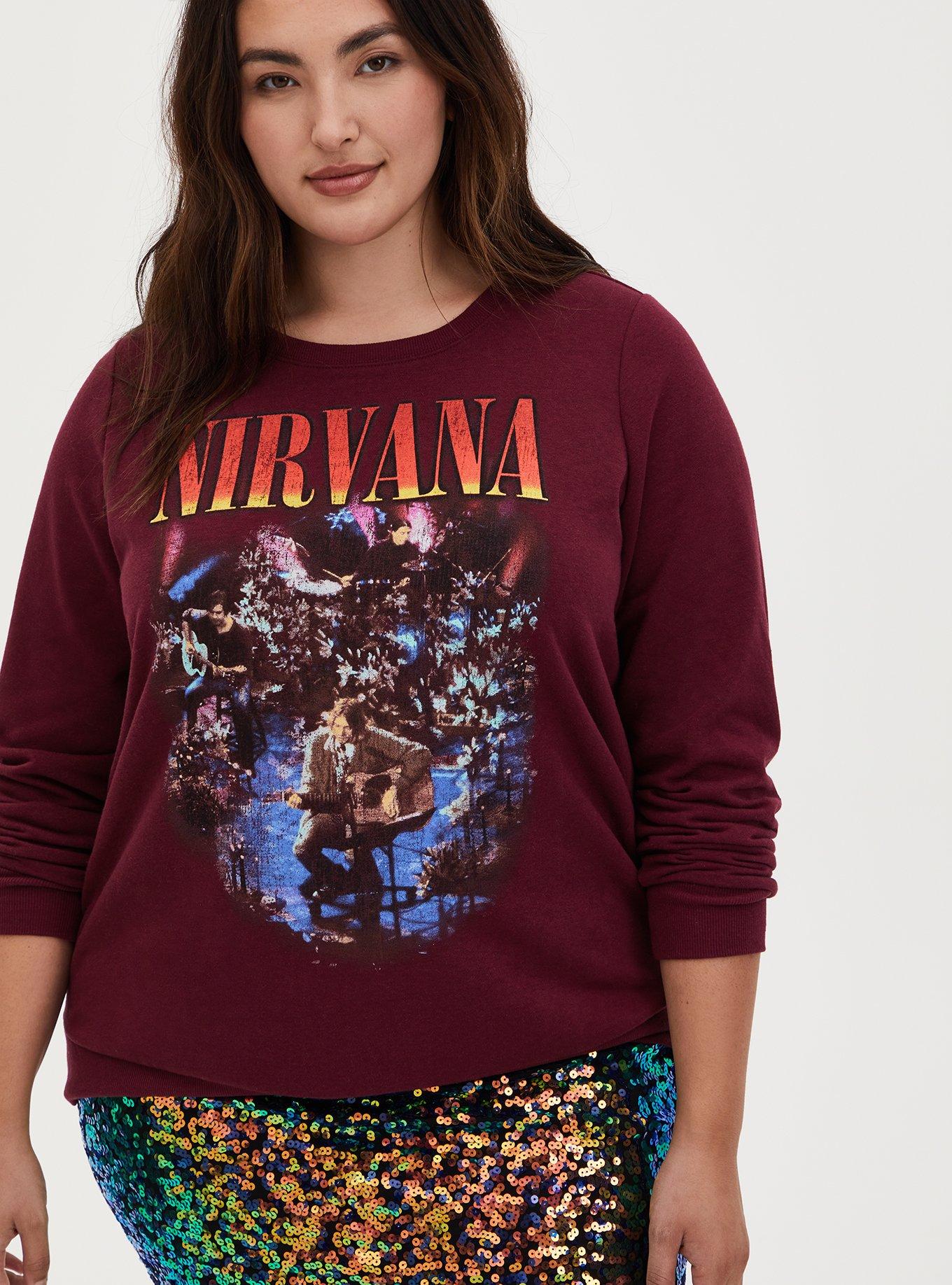 Plus Size - Nirvana Unplugged Red Mineral Wash Fleece Sweatshirt