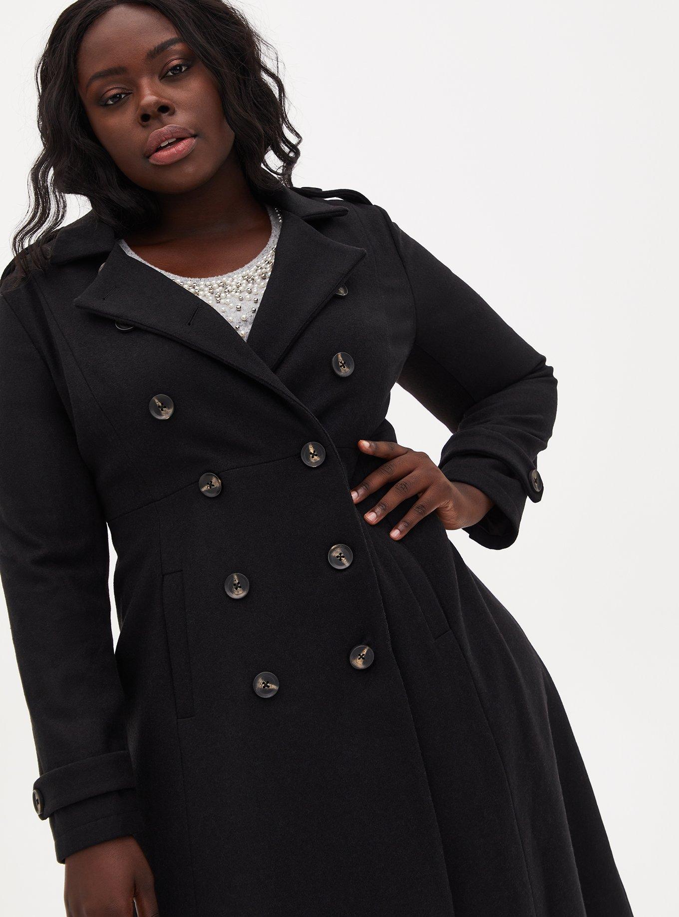 Black wool outlet military coat