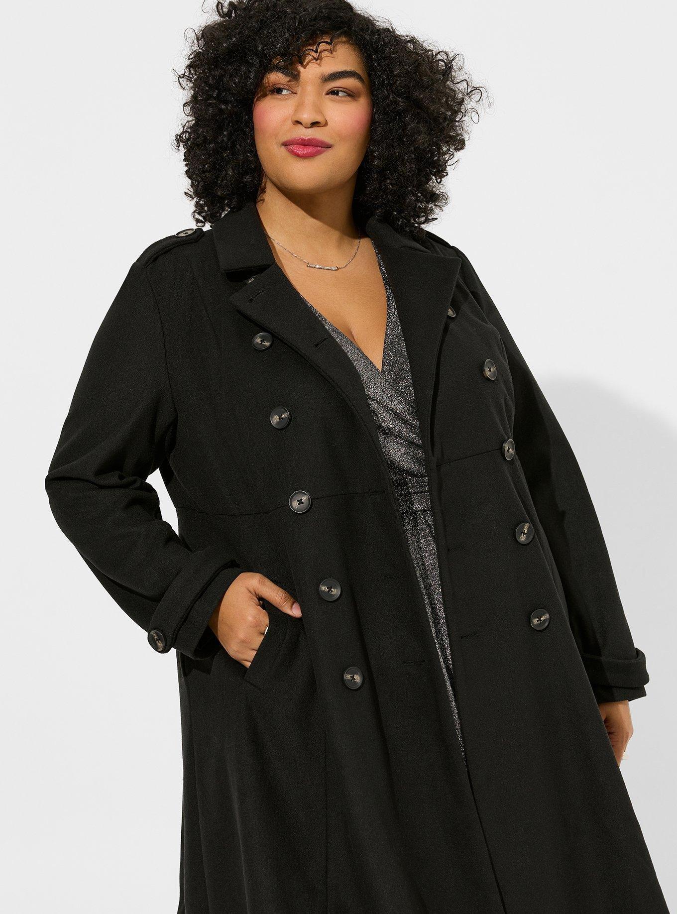 Plus size double shop breasted flare coat