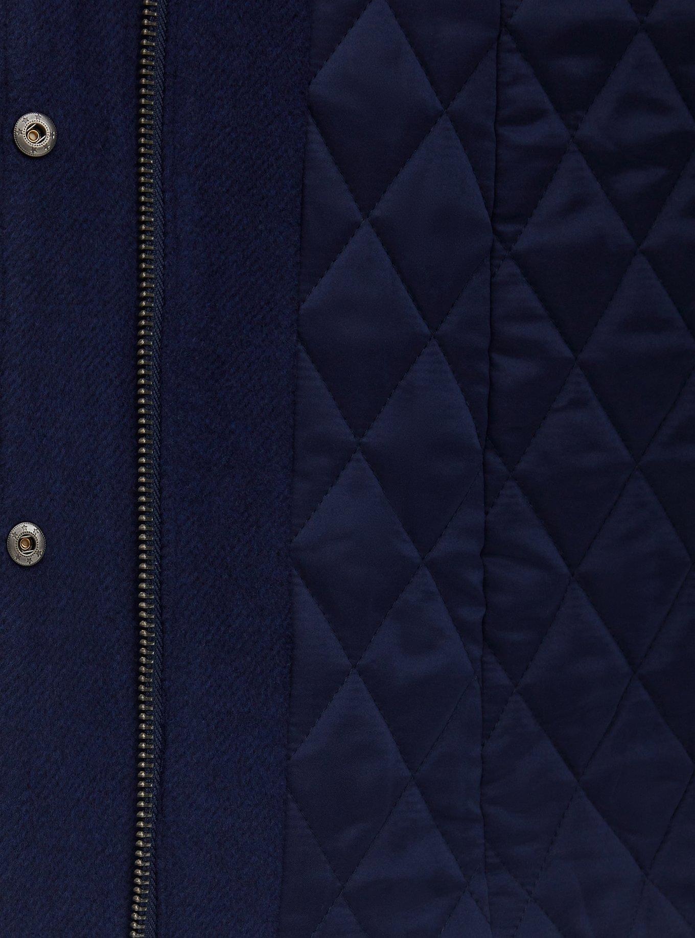 Plus Size Wool Zip Front Fur Trim Coat, PEACOAT, alternate