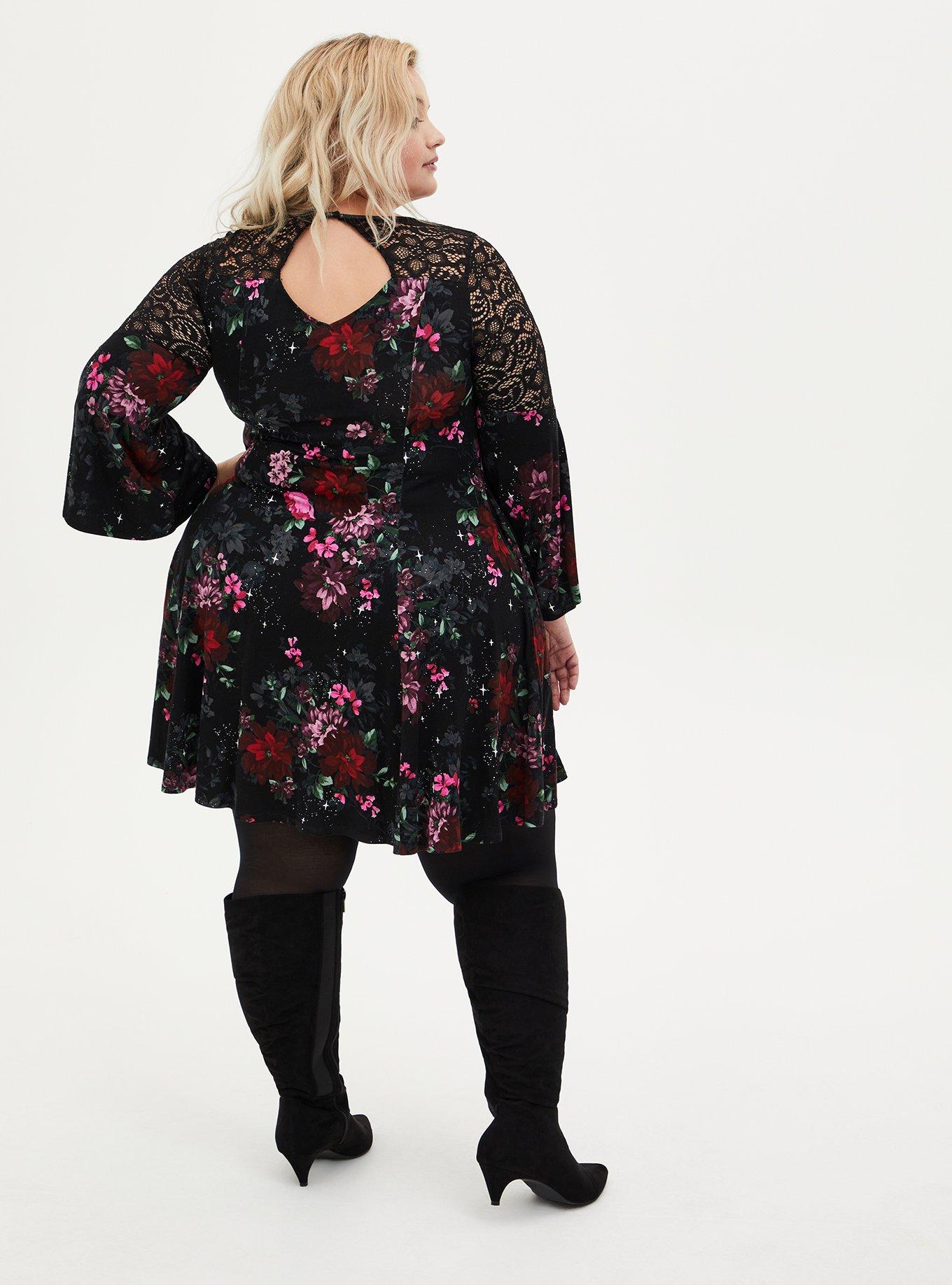 Love & Legend Elle Black Floral Plus 2024 Size Dress, NWT, Size 14, MSRP $99