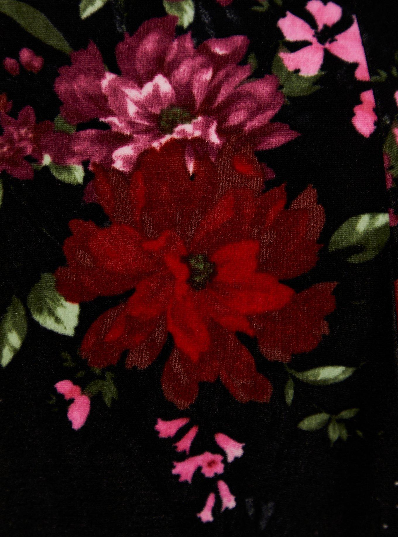 Plus Size Mini Velvet Skater Dress, FLORAL BLACK, alternate