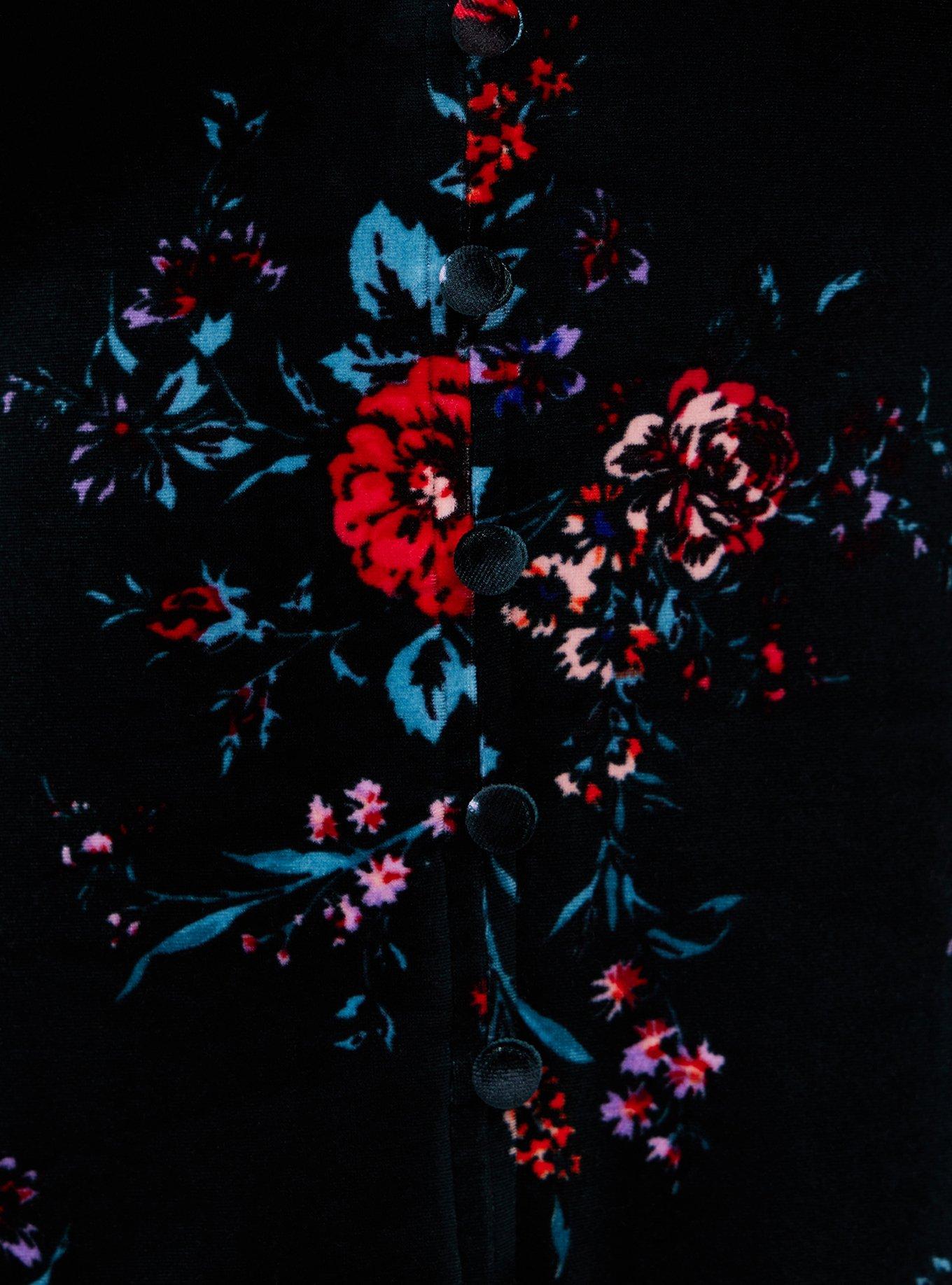 Plus Size Mini Velvet Skater Dress, FLORAL GREEN, alternate