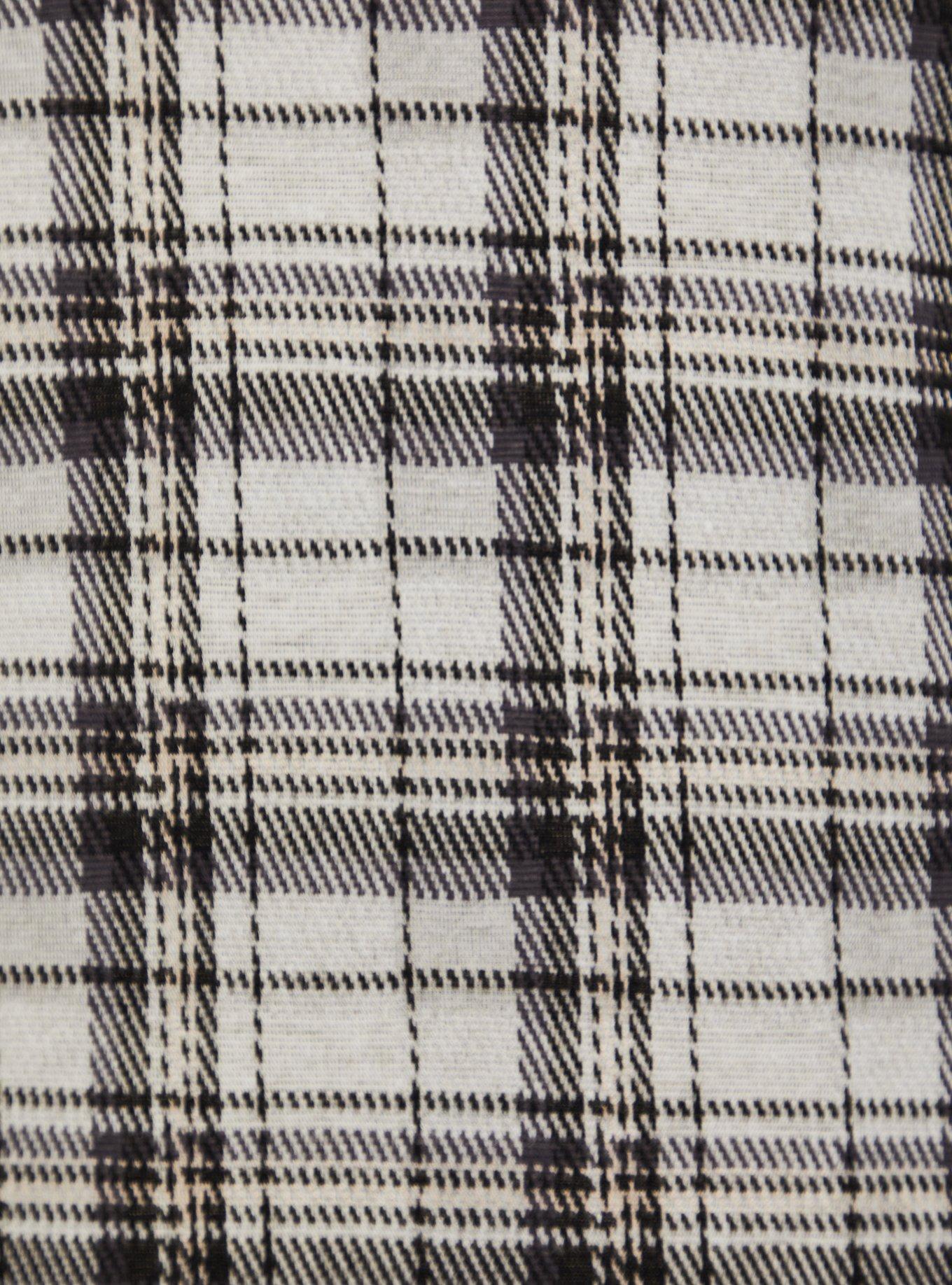 Plus Size Black & Ivory Plaid Drape Jacket, PLAID IVORY, alternate