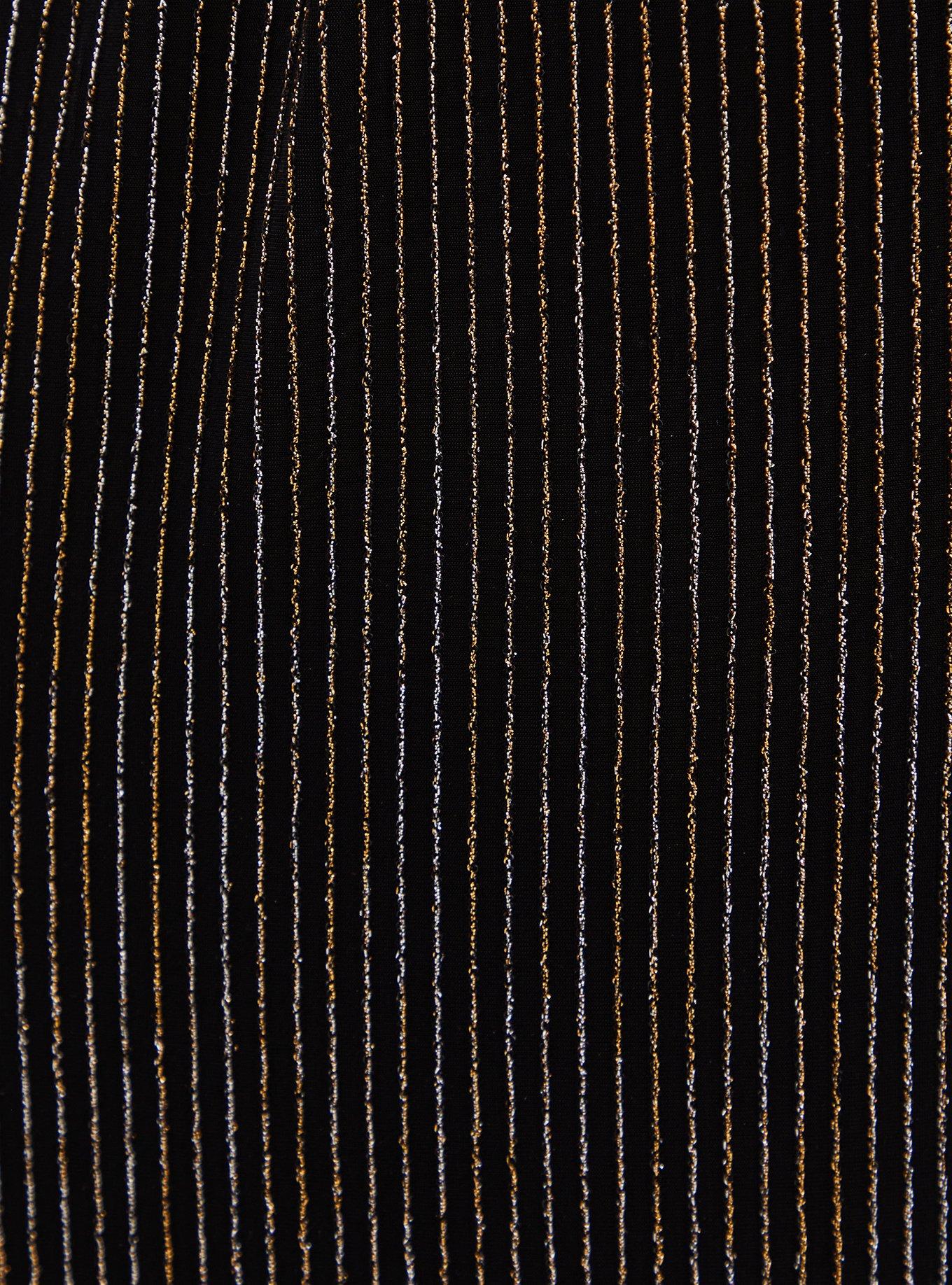 Black Lurex Self-Tie Wide Leg Pant, STRIPE BLACK, alternate