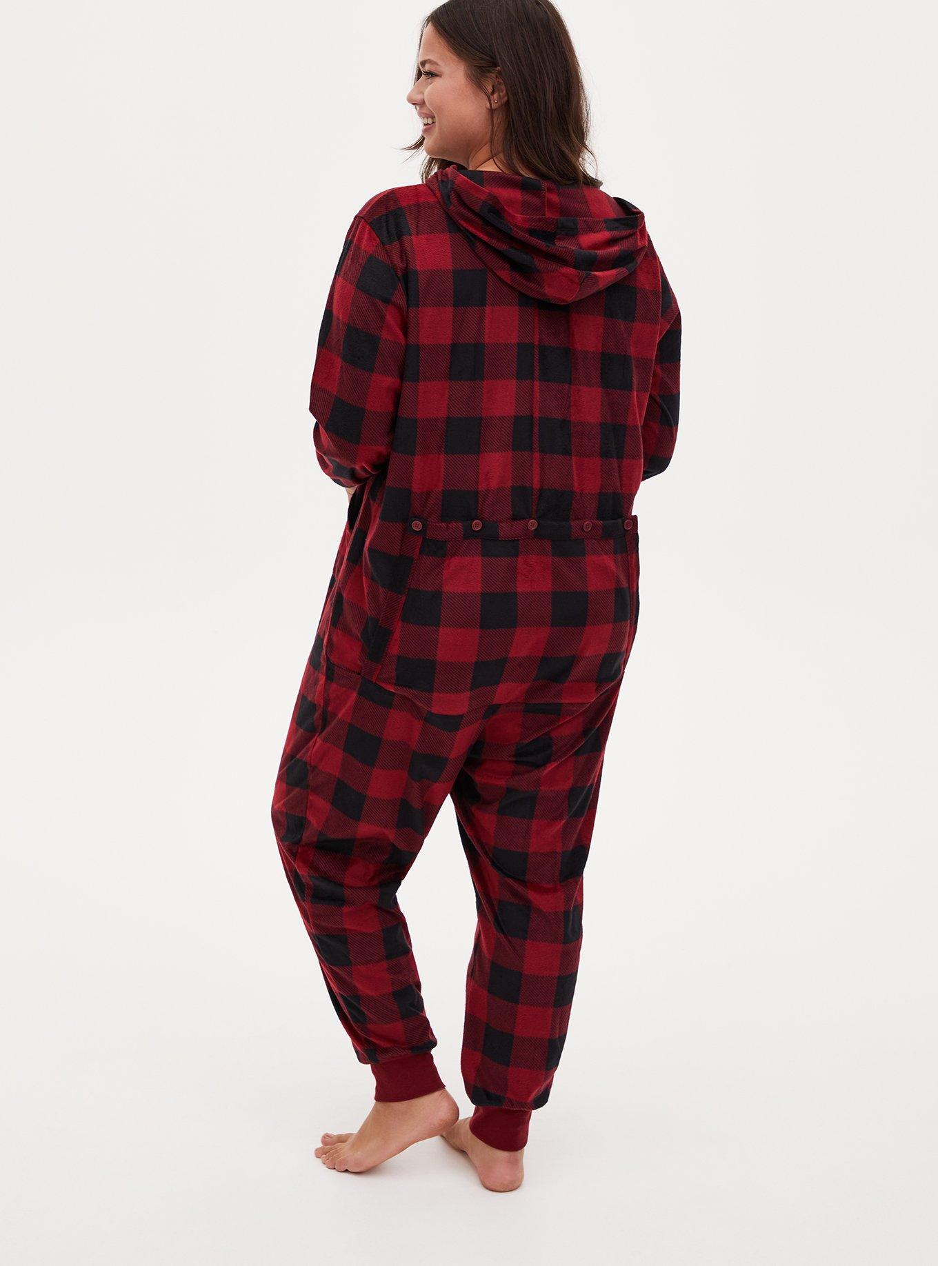 Stretch knit jogger pyjama pants - Buffalo red plaid - Plus Size. Colour:  red. Size: 1xl