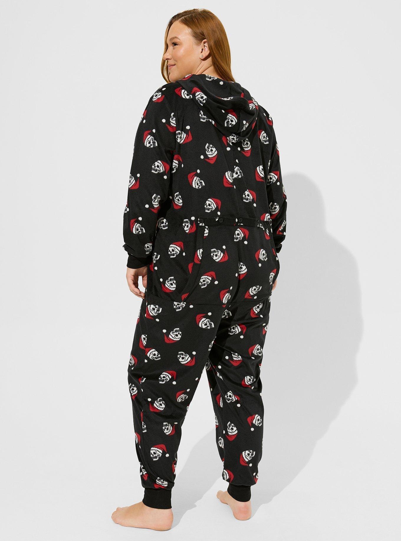 Just Love Fleece Pajama Pants for Women Sleepwear PJs (Black - Santa Skull,  1X) 