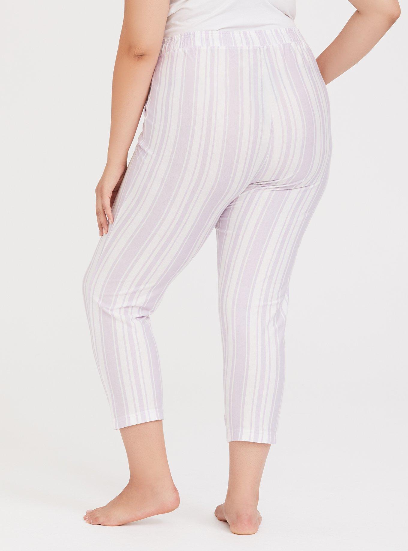 Cotton Crop Sleep Pant, PURPLE STRIPE, alternate