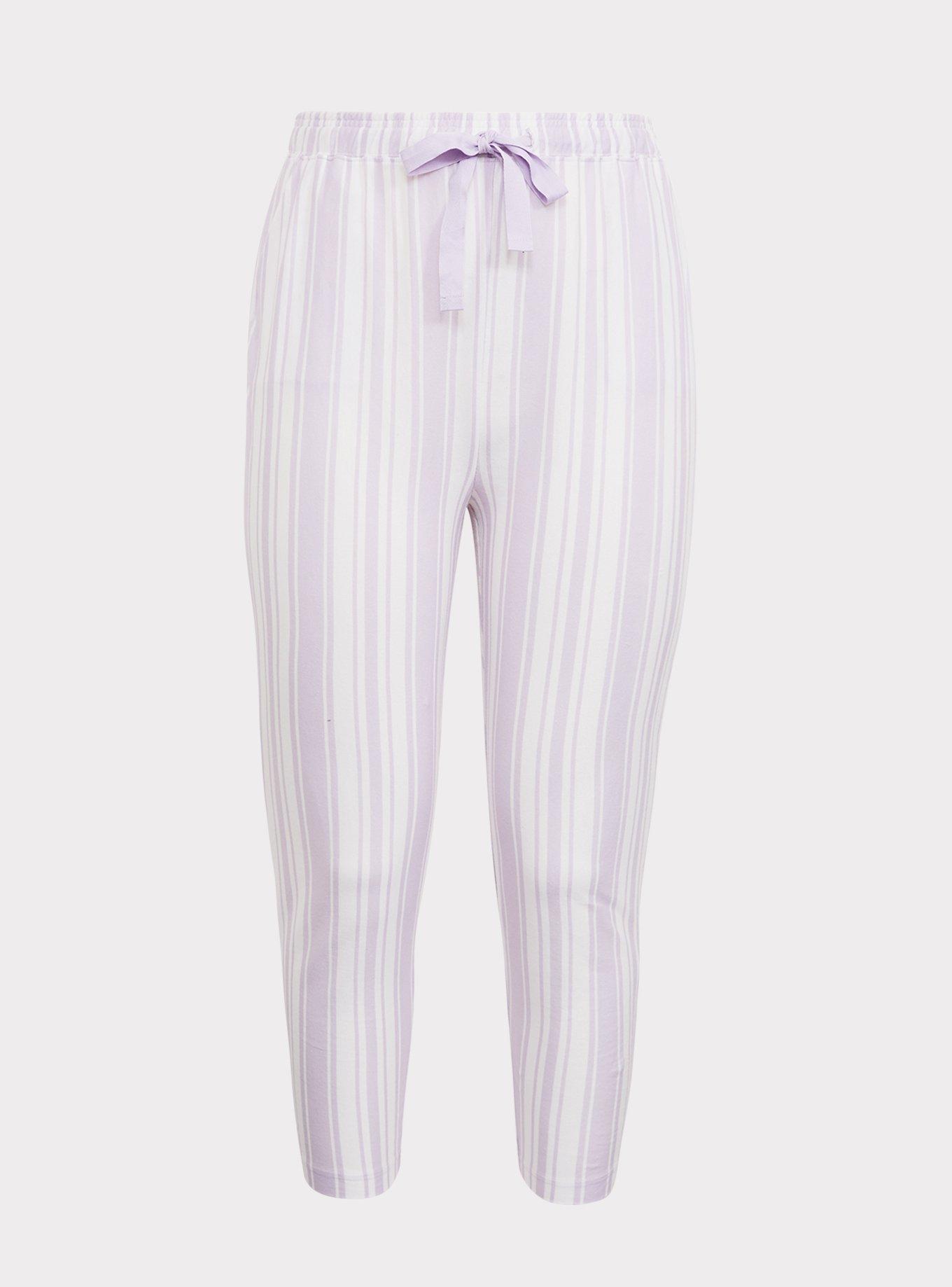 Cotton Crop Sleep Pant, PURPLE STRIPE, hi-res
