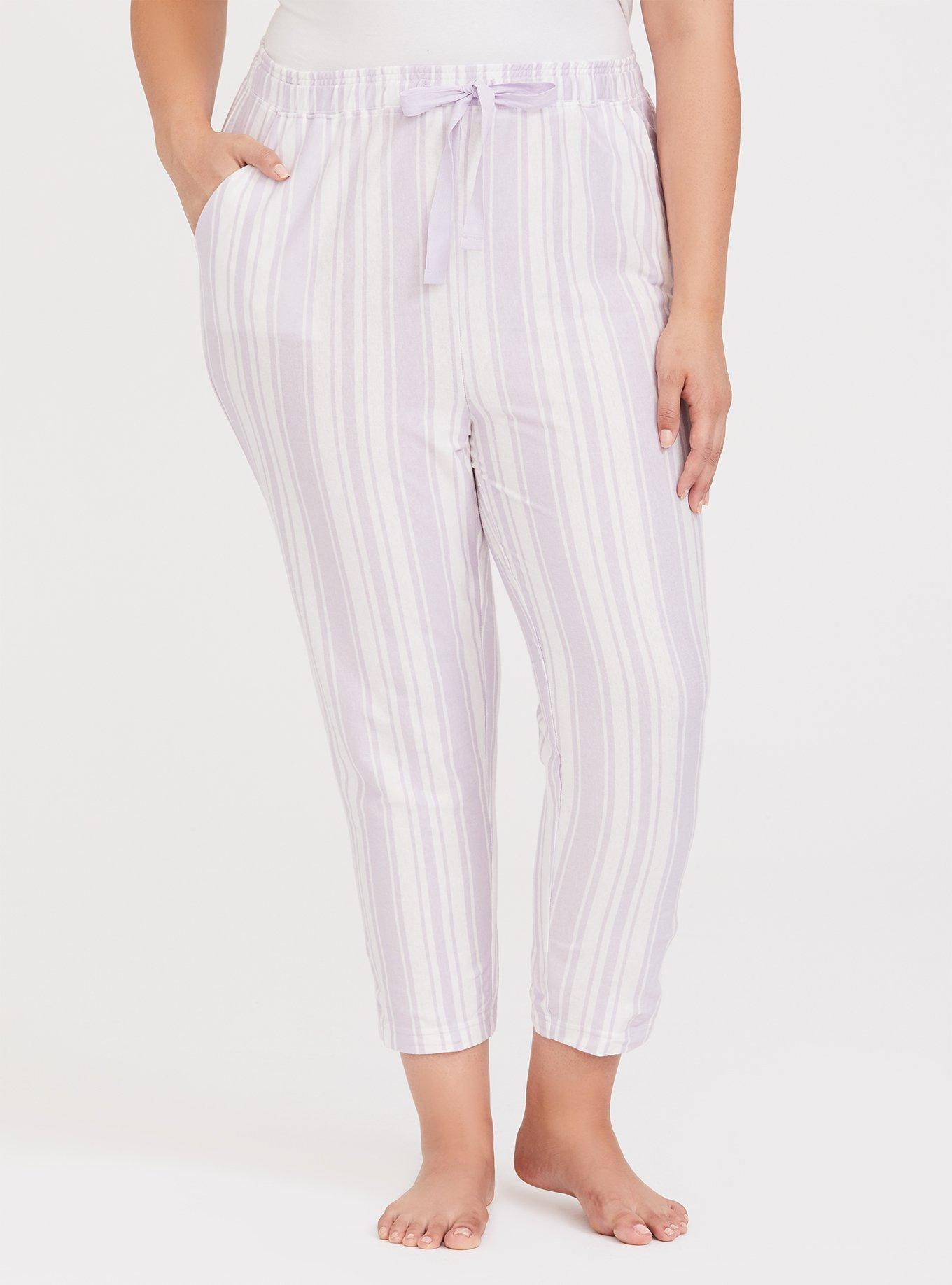 Cotton Crop Sleep Pant, PURPLE STRIPE, hi-res