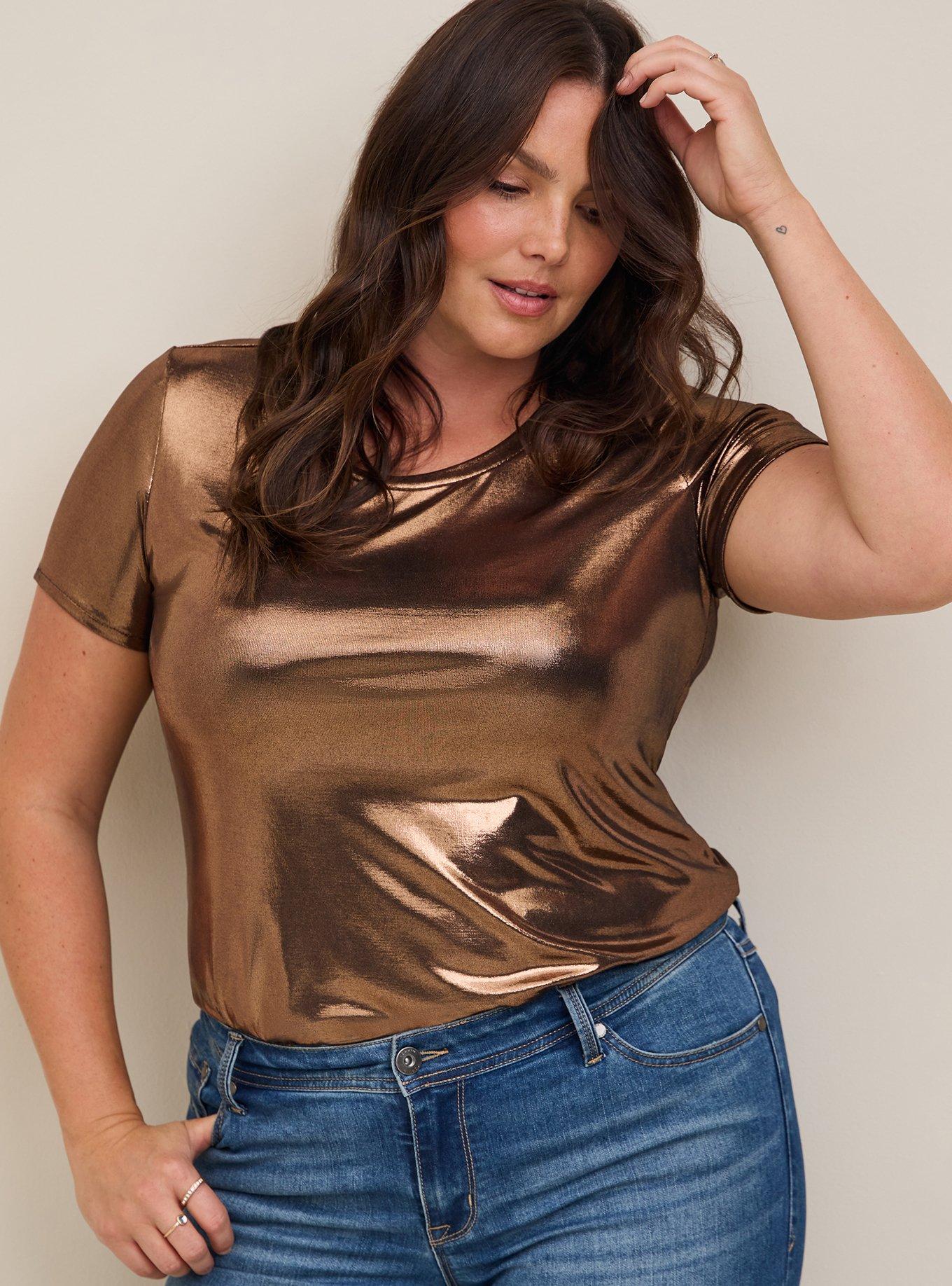 Plus Size - Liquid Shine Crew Neck Top - Torrid