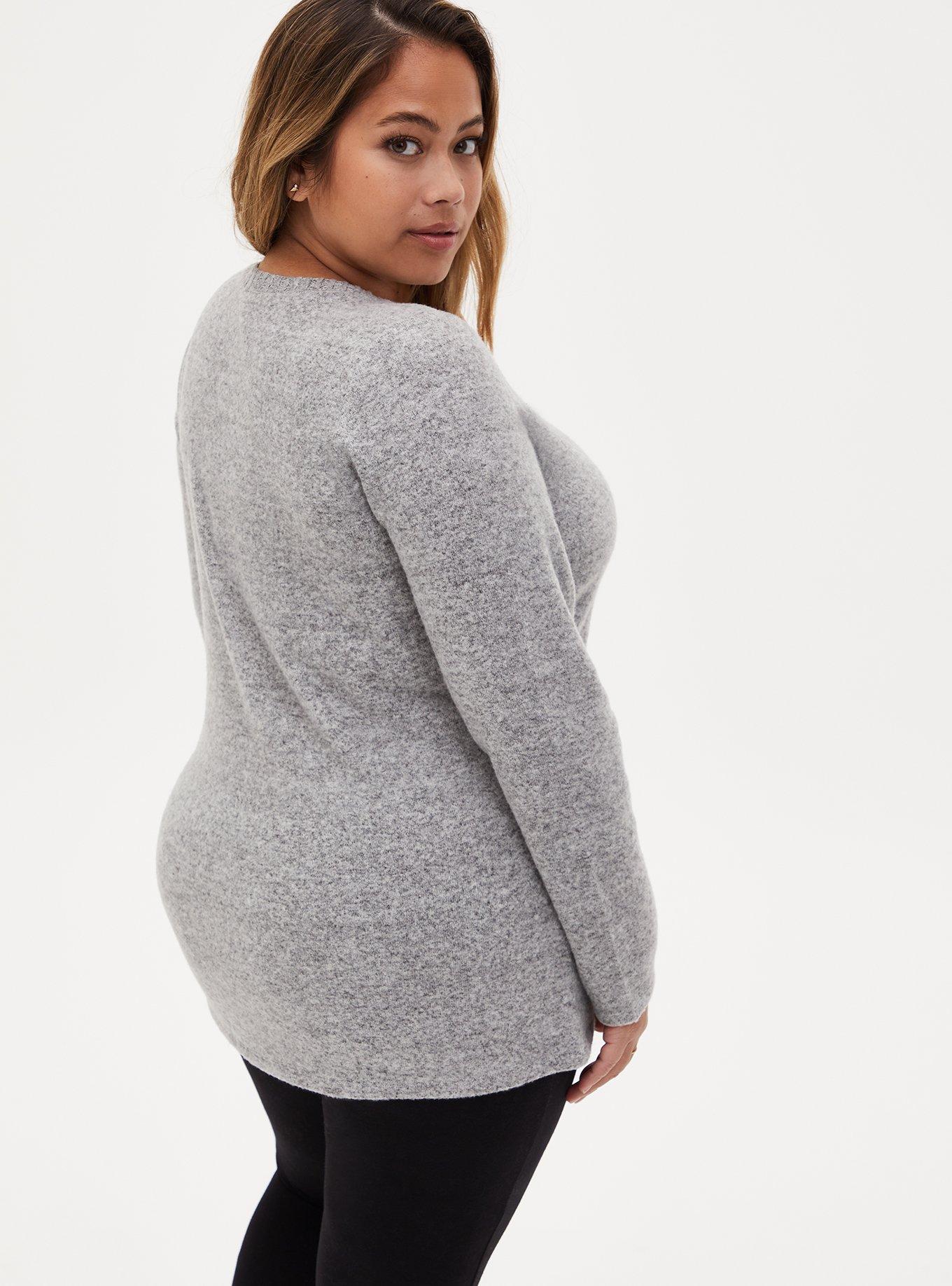 Super Soft Plush Henley Long Sleeve Tee, HEATHER GREY, alternate
