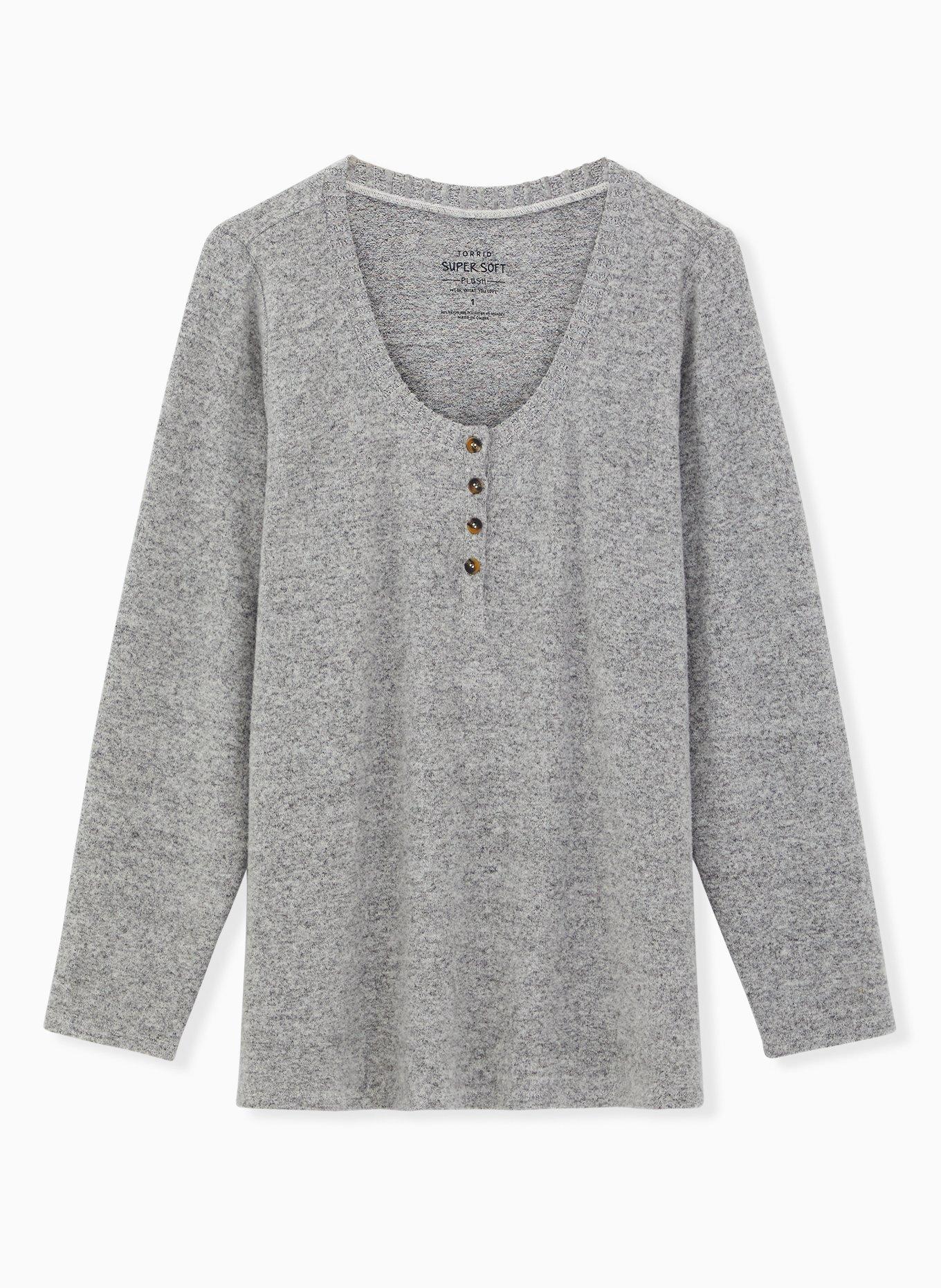 トップス Henley Plus Size - Super Soft Plush Henley Long Sleeve Tee - Torrid