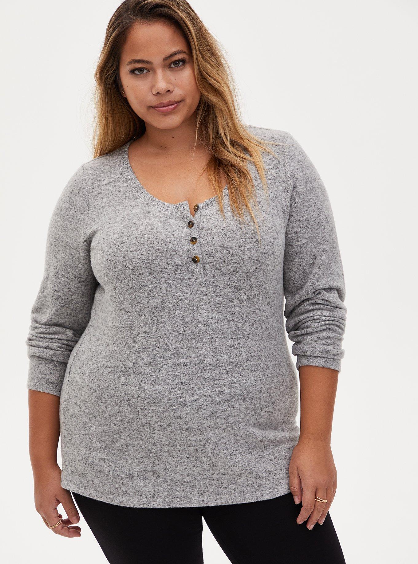 Plus Size - Super Soft Plush Henley Long Sleeve Tee - Torrid