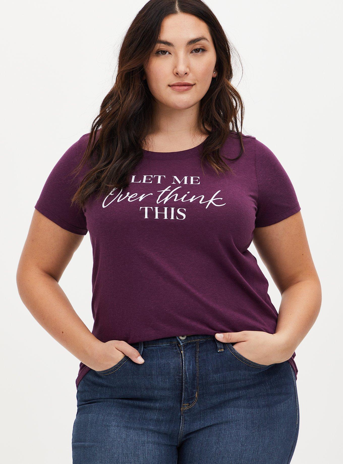 Plus Size - Overthink Slim Fit Crew Tee - Grape Purple - Torrid