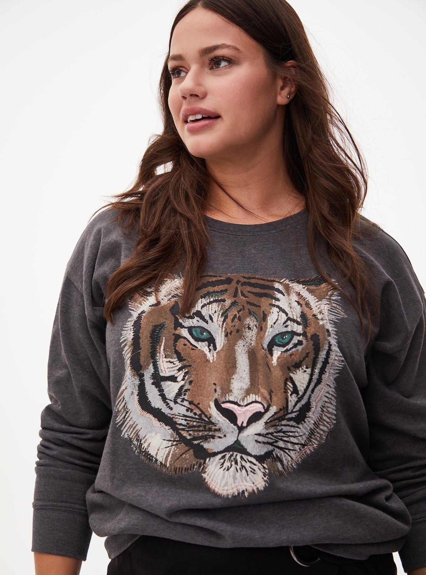 Tiger Charcoal Grey Fleece Sweatshirt, , hi-res