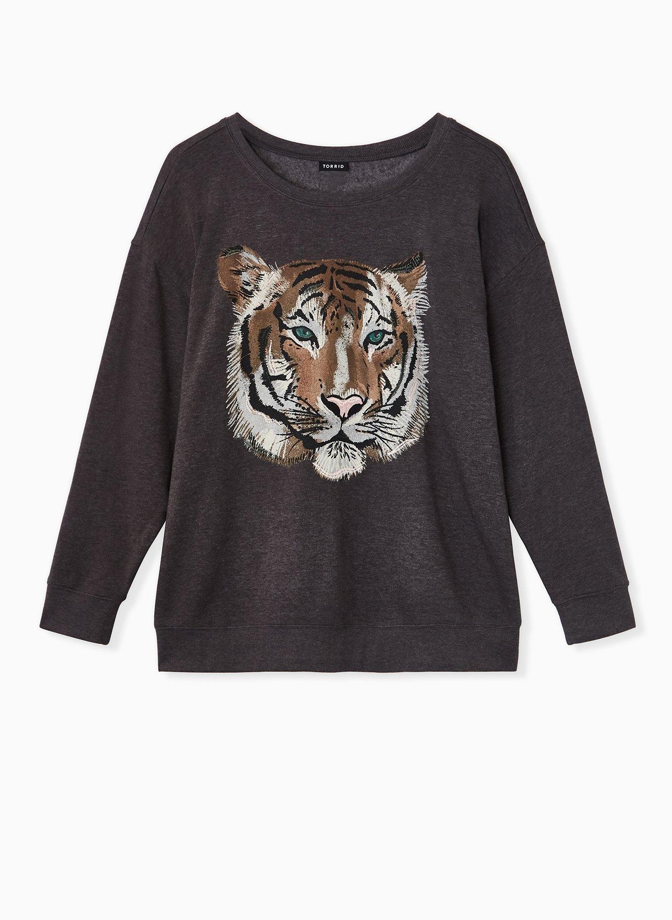 Tiger Charcoal Grey Fleece Sweatshirt, , hi-res