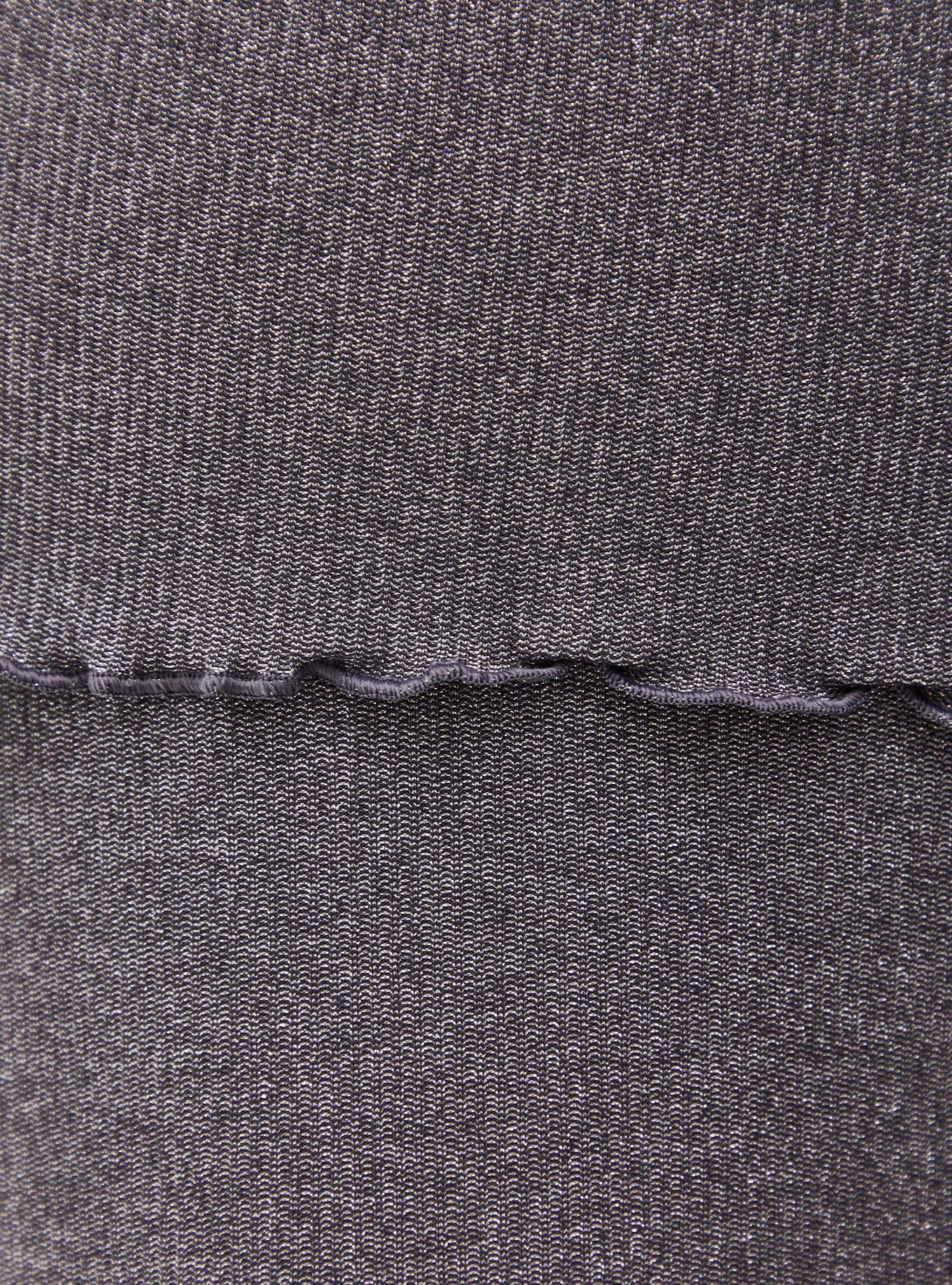 Plus Size Grey Metallic Lettuce Edge Rib Sleep Tee, GREY, alternate