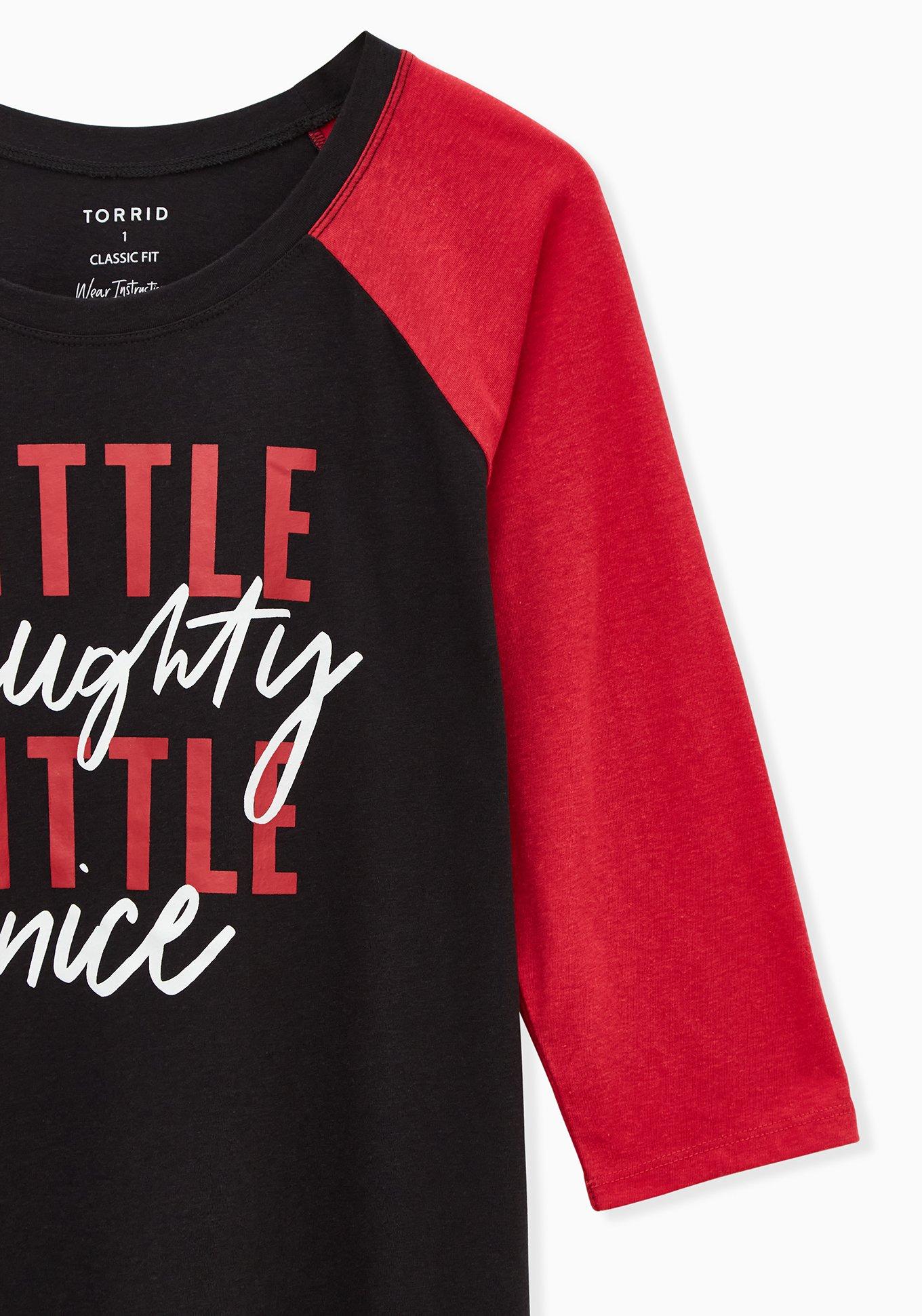 Plus Size Little Naughty Classic Fit Raglan Tee - Triblend Black & Red , DEEP BLACK, alternate