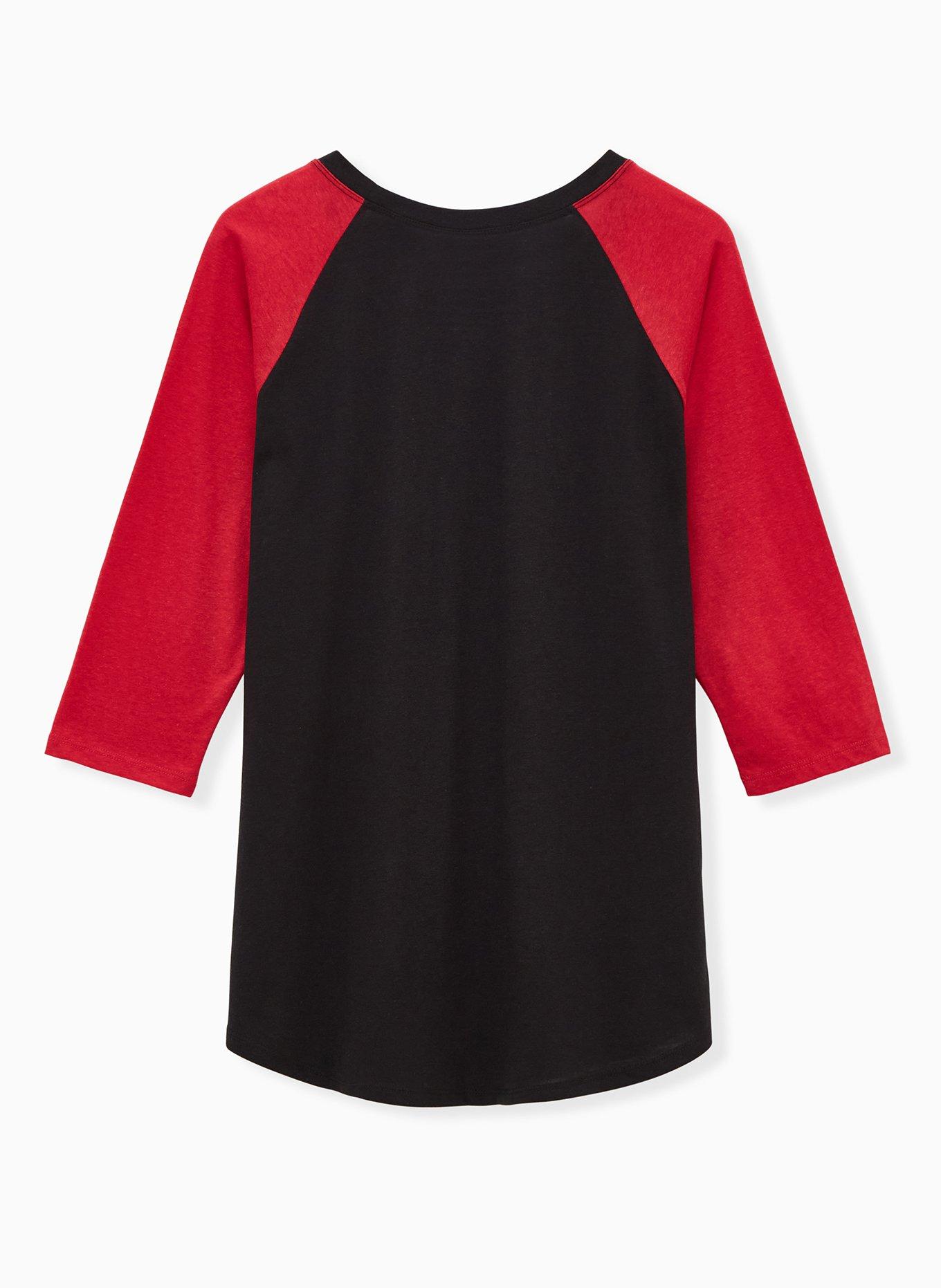 Plus Size Little Naughty Classic Fit Raglan Tee - Triblend Black & Red , DEEP BLACK, alternate