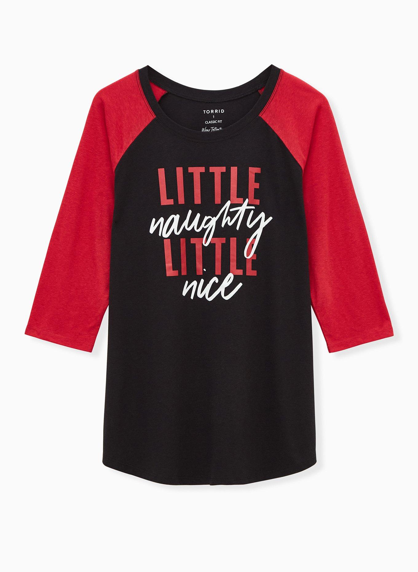 Plus Size Little Naughty Classic Fit Raglan Tee - Triblend Black & Red , DEEP BLACK, hi-res