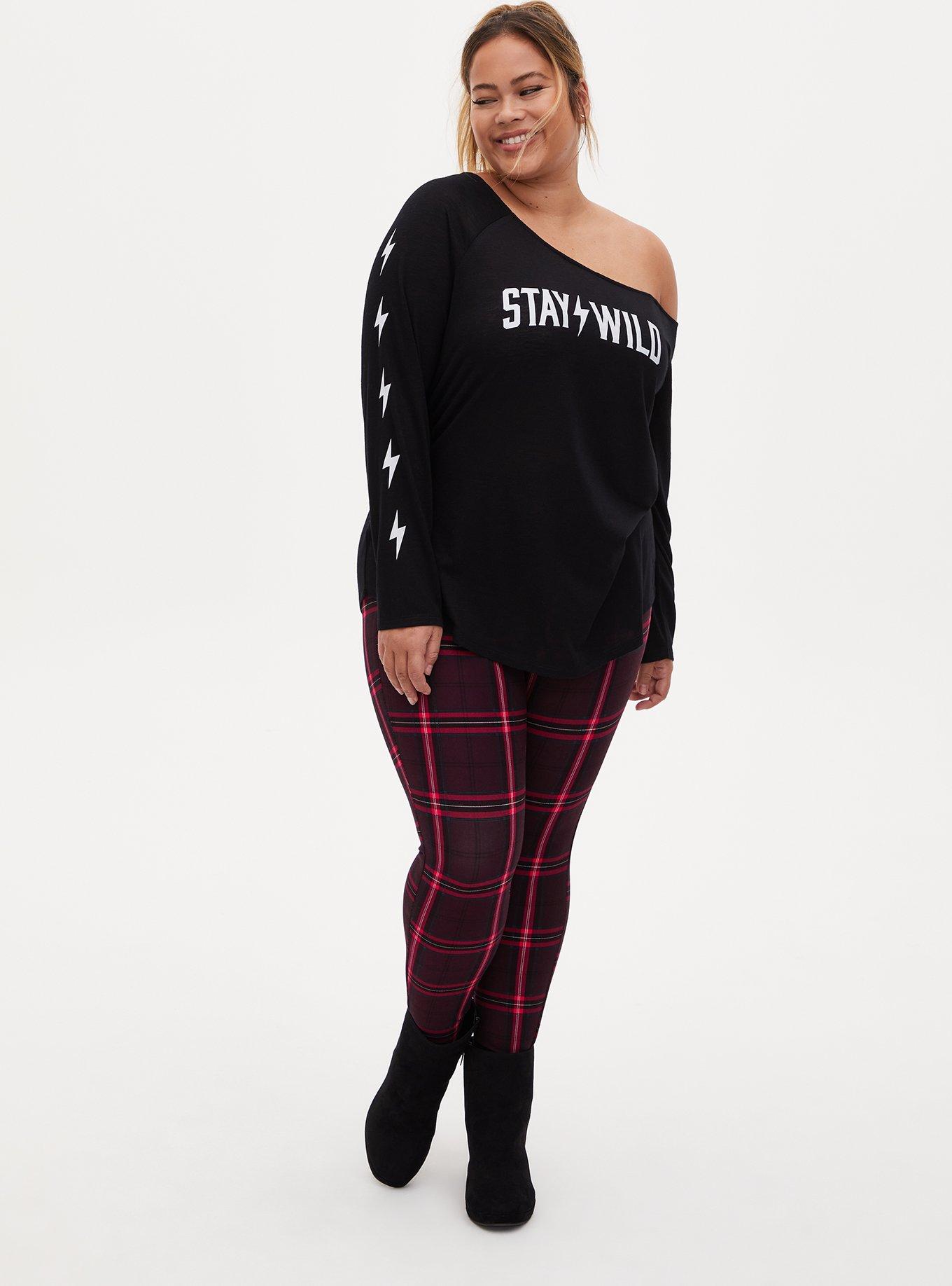 Stay Wild Bolt Black Jersey Off Shoulder Tee, DEEP BLACK, alternate