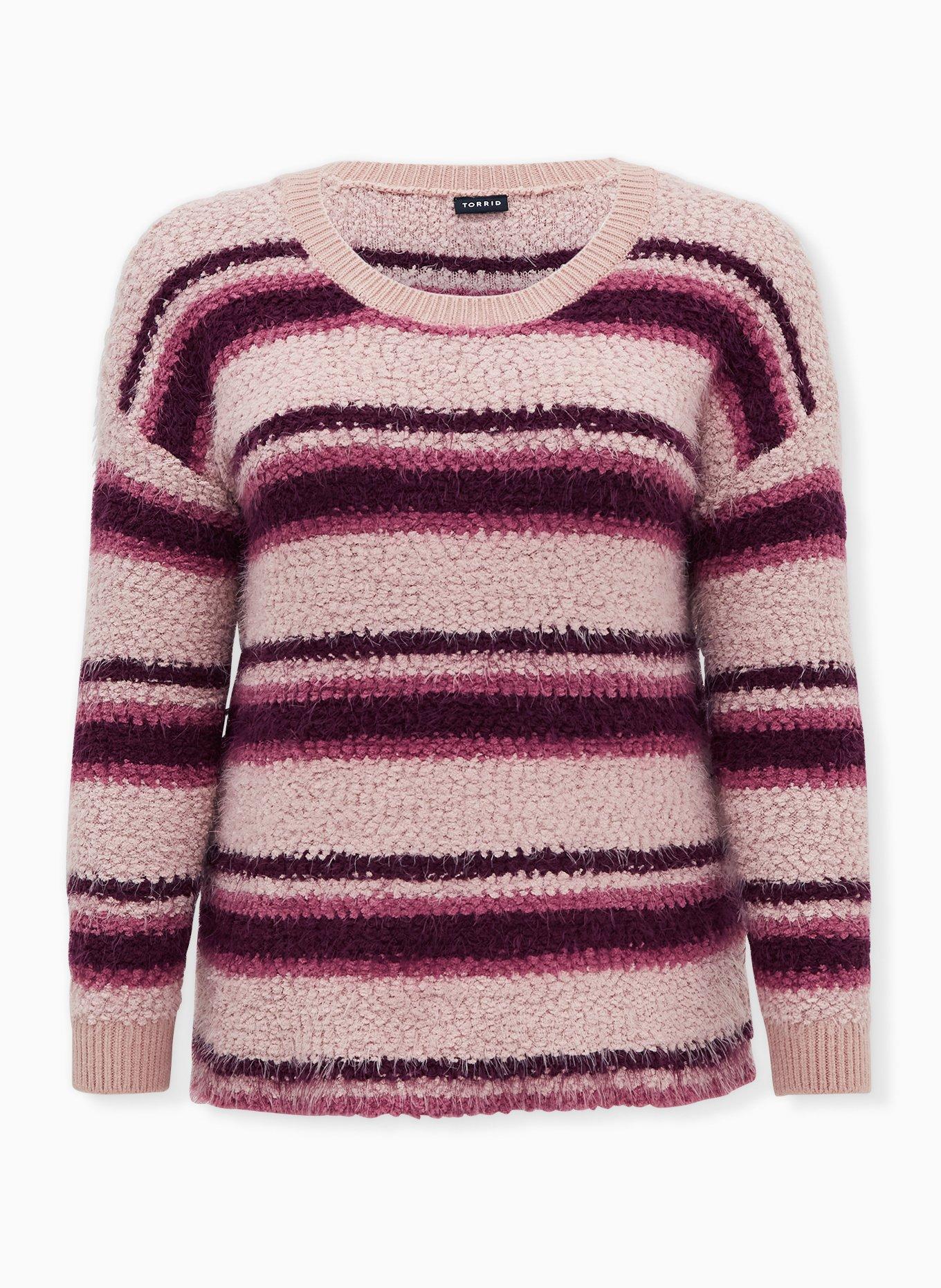 Popcorn Pullover Drop Shoulder Sweater, MULTI STRIPE, hi-res