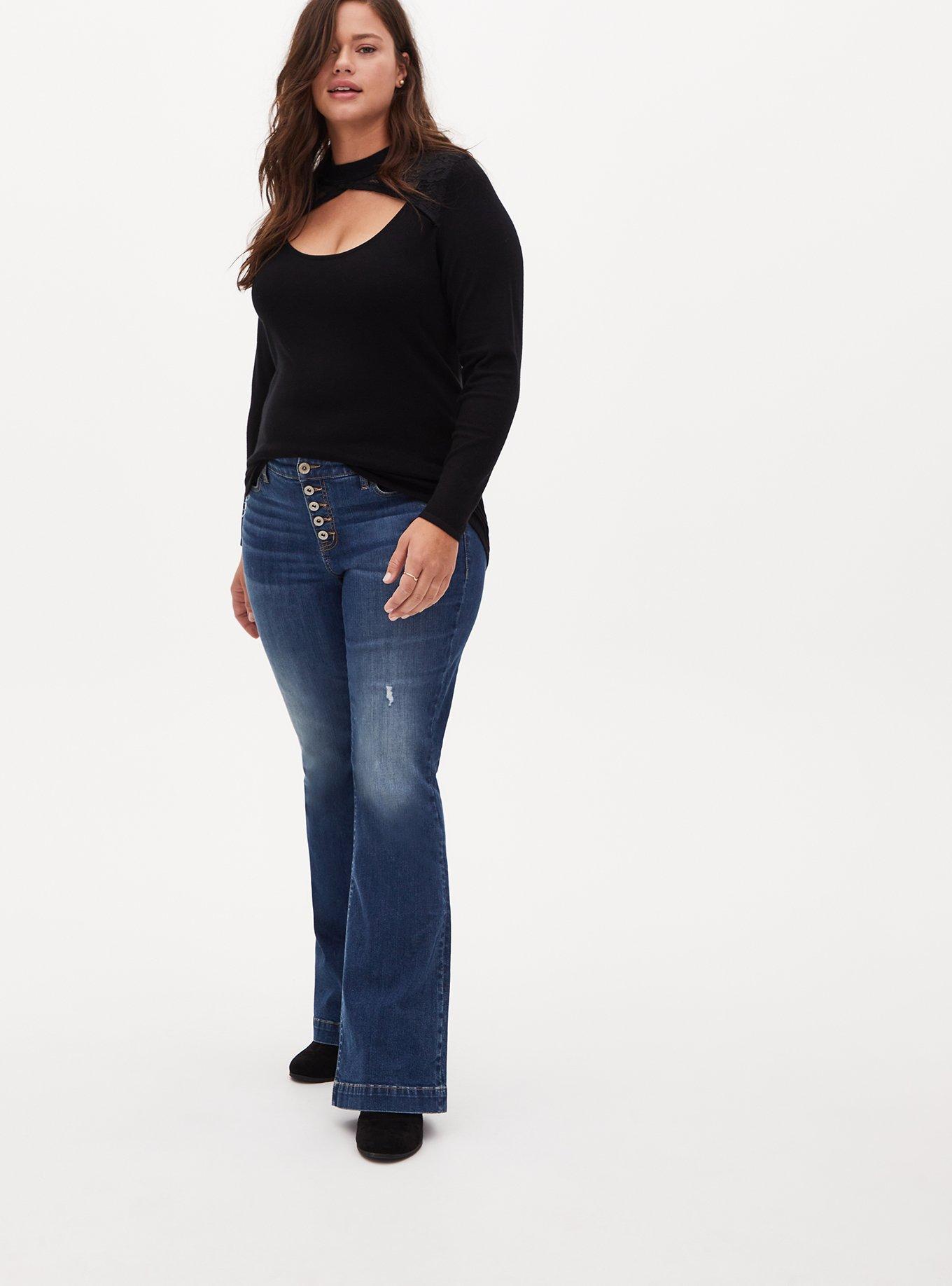 Plus Size - Pullover Lace Keyhole Sweater - Torrid