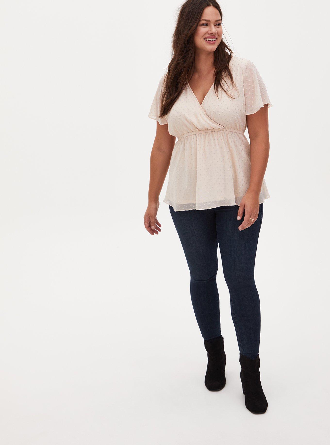 Lily - Ivory Swiss Dot Surplice Babydoll Blouse , CLOUD DANCER, alternate