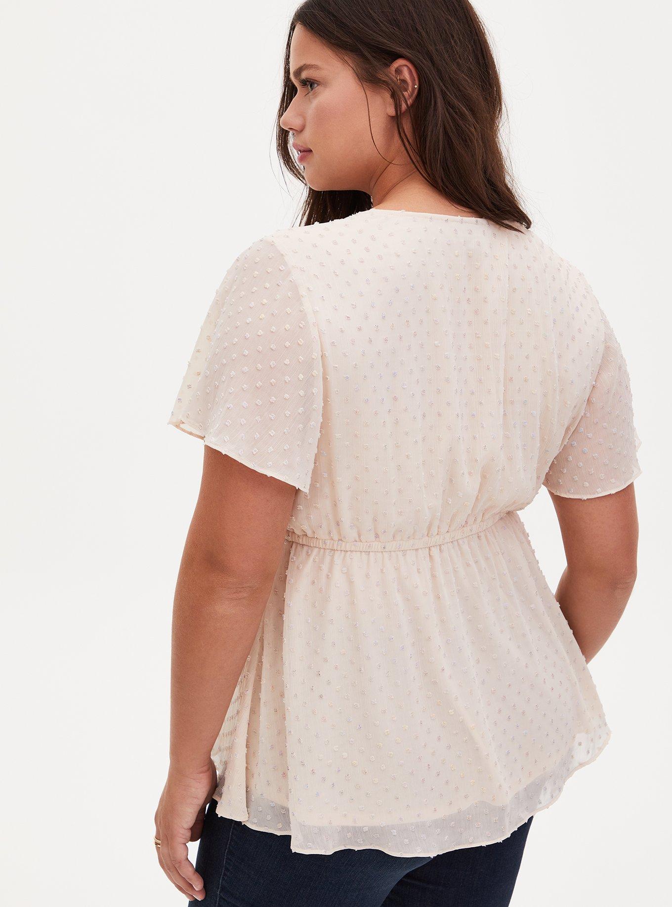 Lily - Ivory Swiss Dot Surplice Babydoll Blouse , CLOUD DANCER, alternate