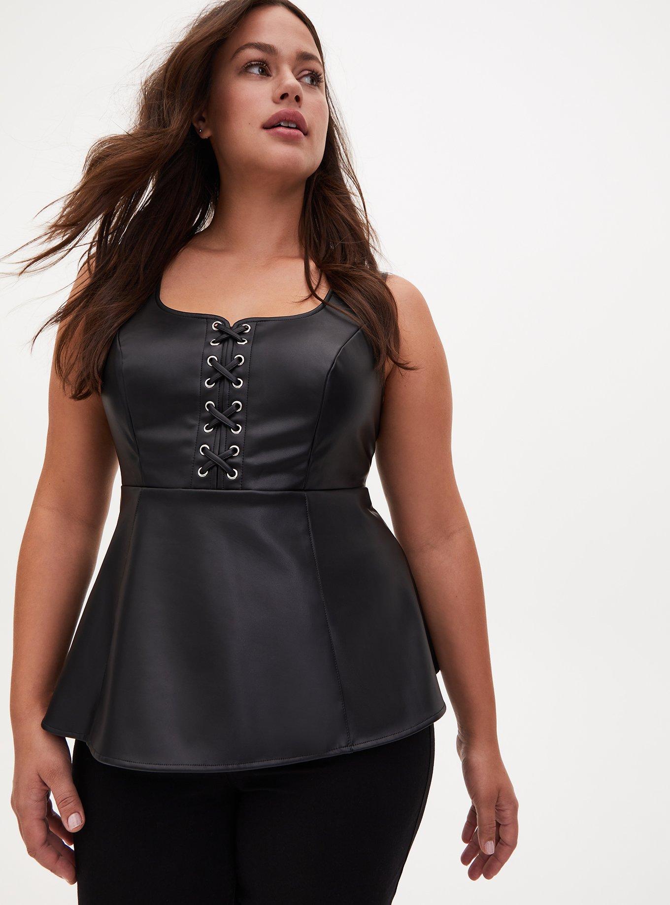 Leather and lace plus size clothing best sale