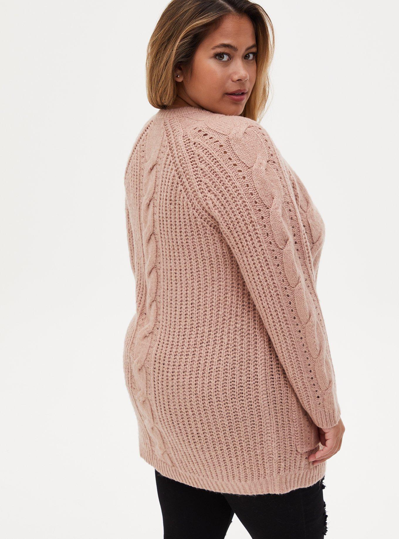 Khaki Cable Knit Sweater - Regular & Plus – Urban Boutique