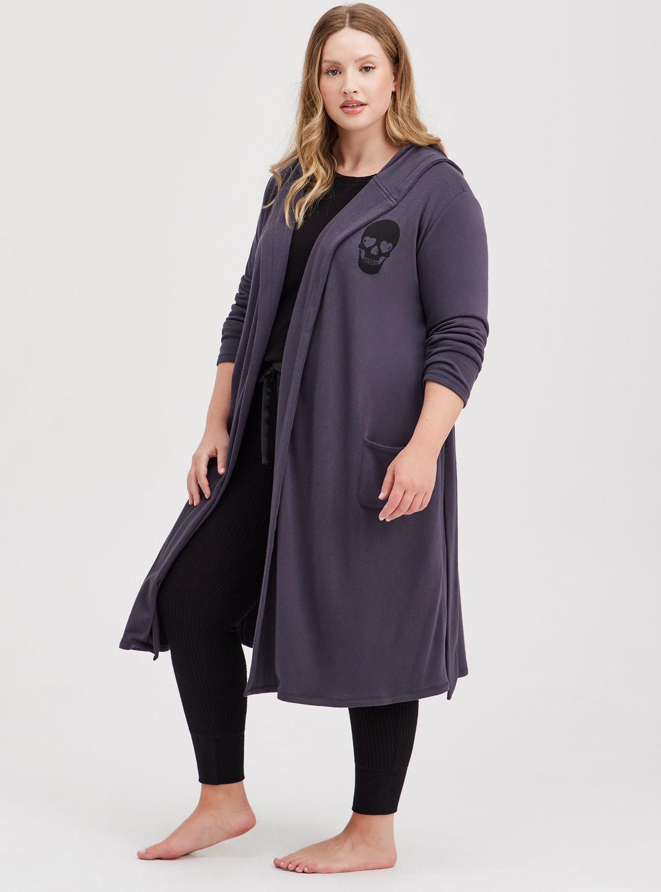 Plus Size Naughty Or Nice Grey Terry Sleep Robe, GREY, alternate