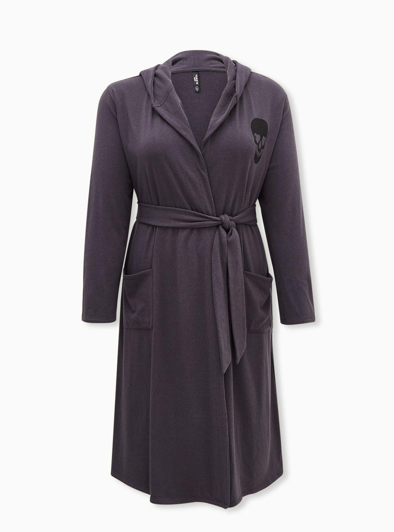 Plus Size Naughty Or Nice Grey Terry Sleep Robe, GREY, hi-res