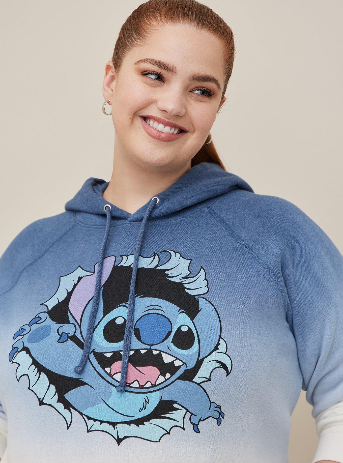 Plus Size - Disney Lilo & Stitch Blue Dip-Dye Fleece Hoodie - Torrid