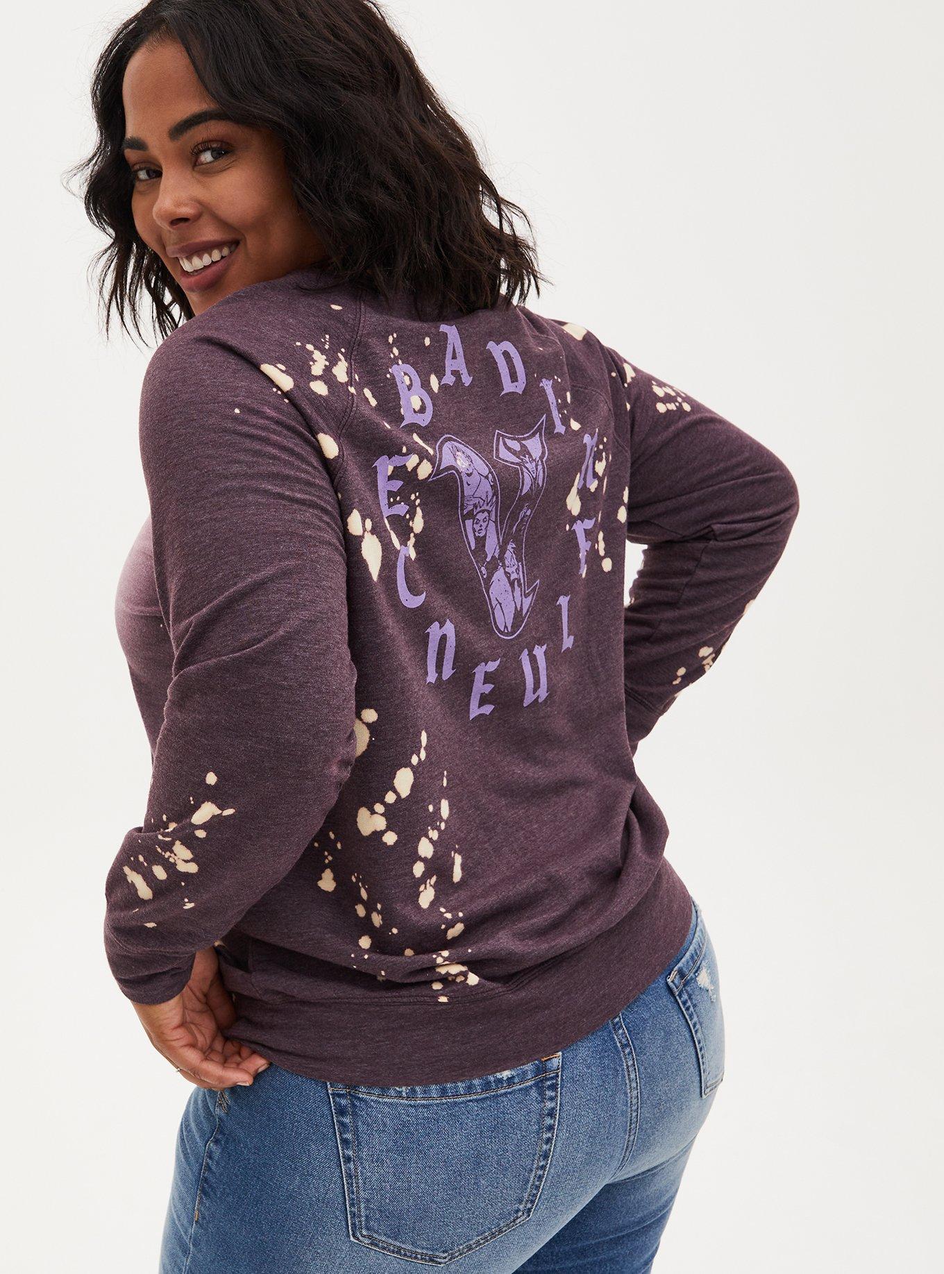 Disney Villains Bad Influence Spot Bleach Sweatshirt, PLUM PURPLE, alternate