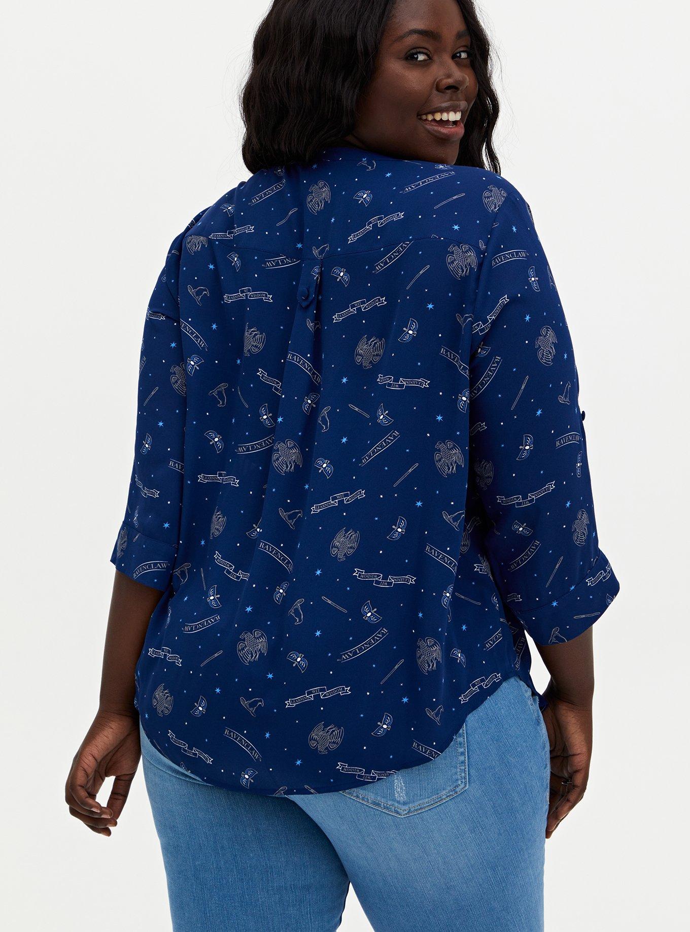 Plus Size Harper Harry Potter Ravenclaw House Navy Georgette Pullover Blouse Torrid