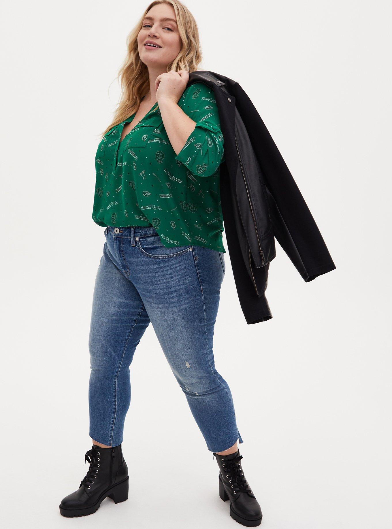 Plus Size - Harper - Harry Potter Slytherin House Green Georgette Pullover  Blouse - Torrid