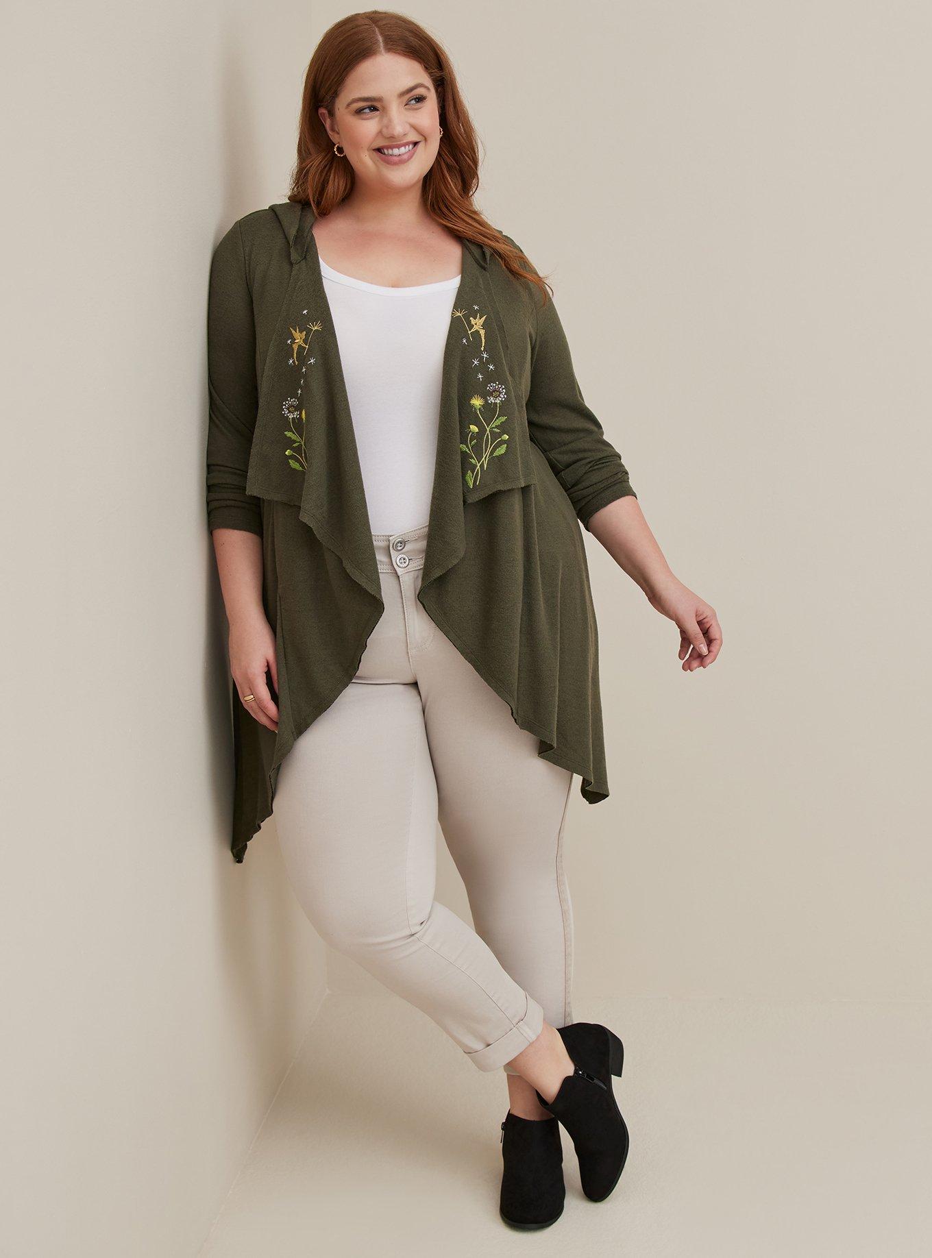 Olive green cardigan plus size hotsell