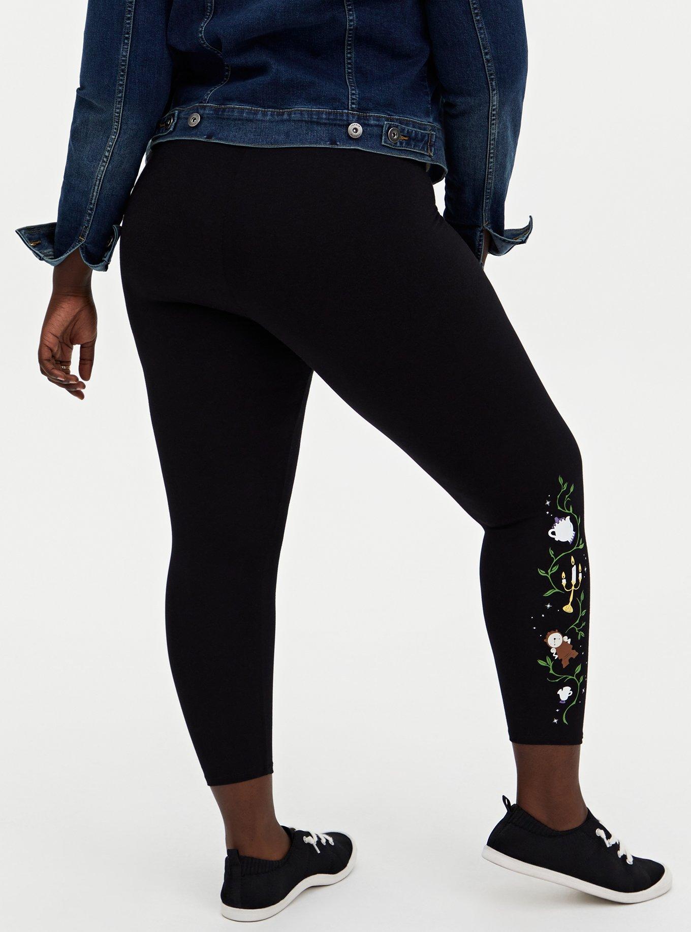 Plus Size Disney Beauty And The Beast Floral Black Crop Legging Torrid