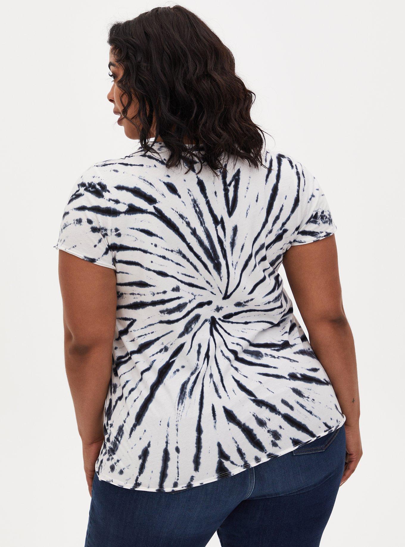 Plus Size Rolling Stones Classic Fit Crew Tee - Tie-Dye White & Black, BRIGHT WHITE, alternate