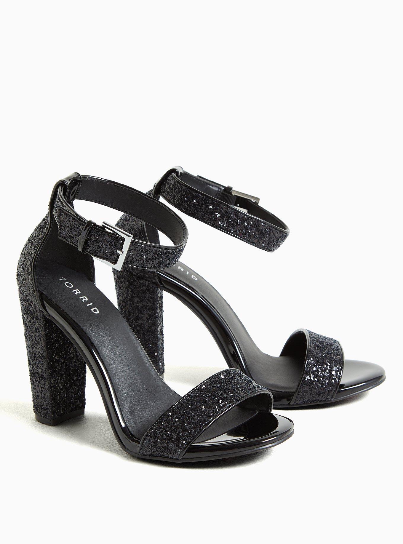 Black glitter strappy on sale heels