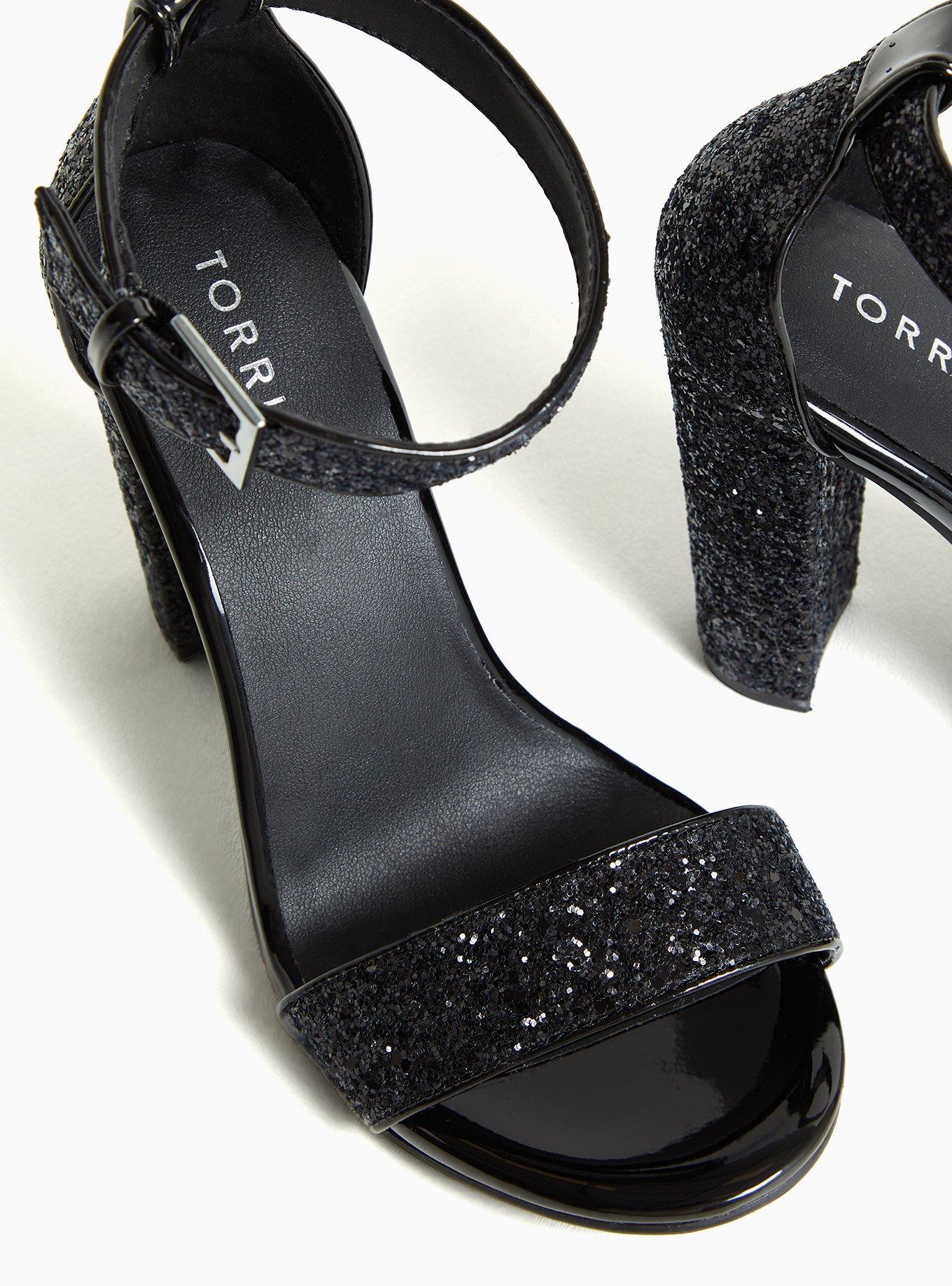 Black glitter sandals outlet heels