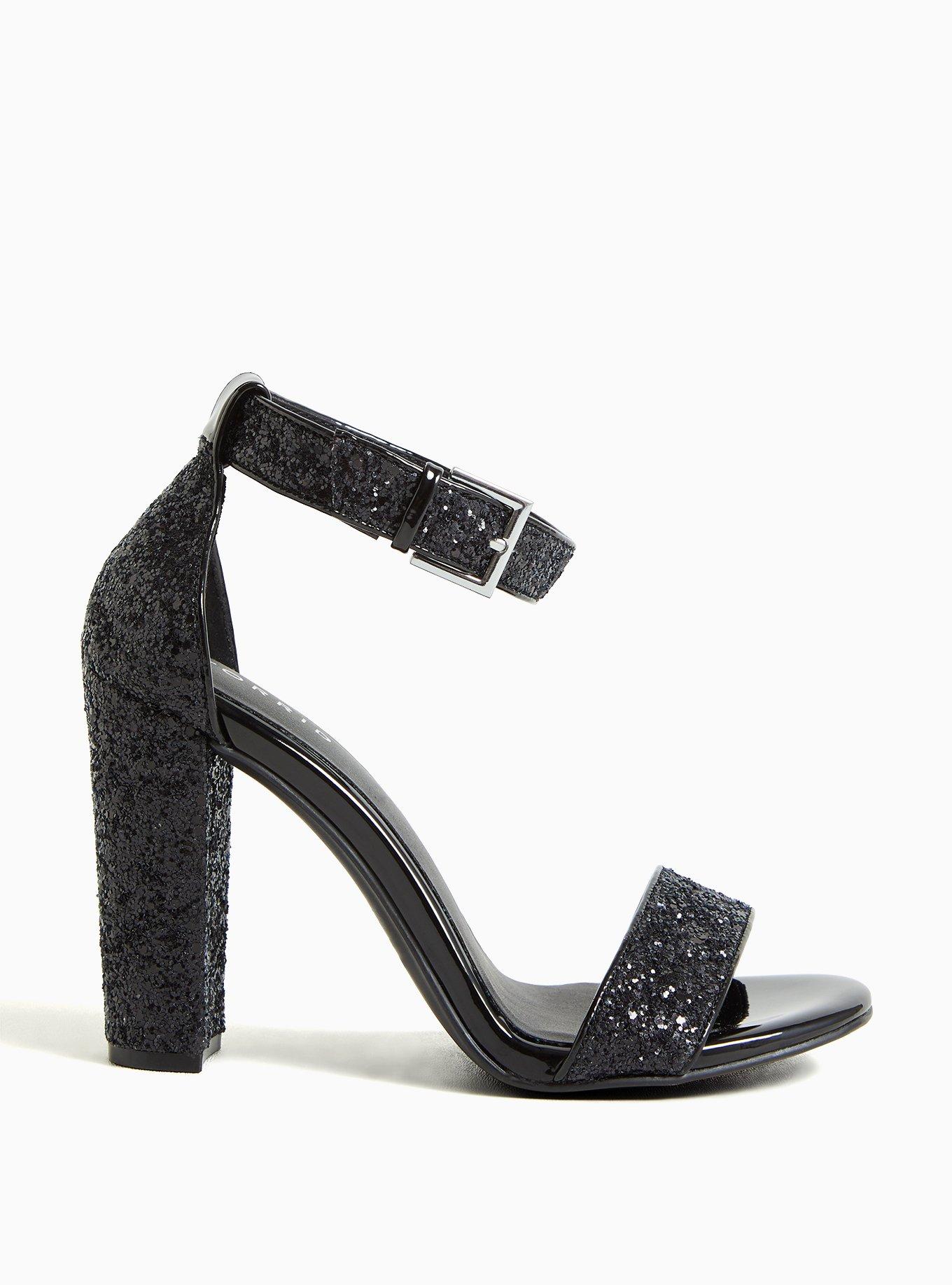 Black sequin block outlet heels