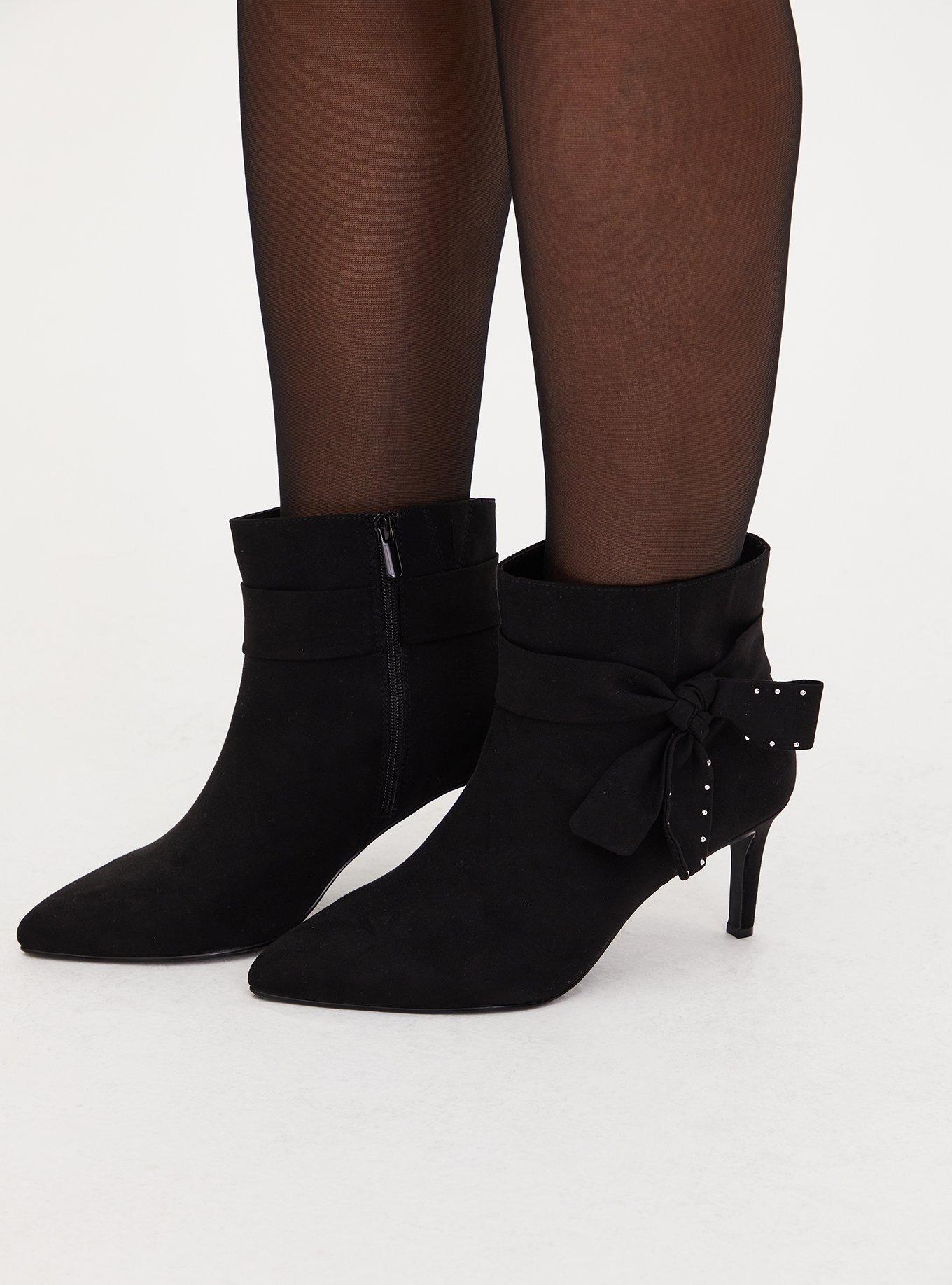 Studded Side Bow Bootie (WW), BLACK, hi-res