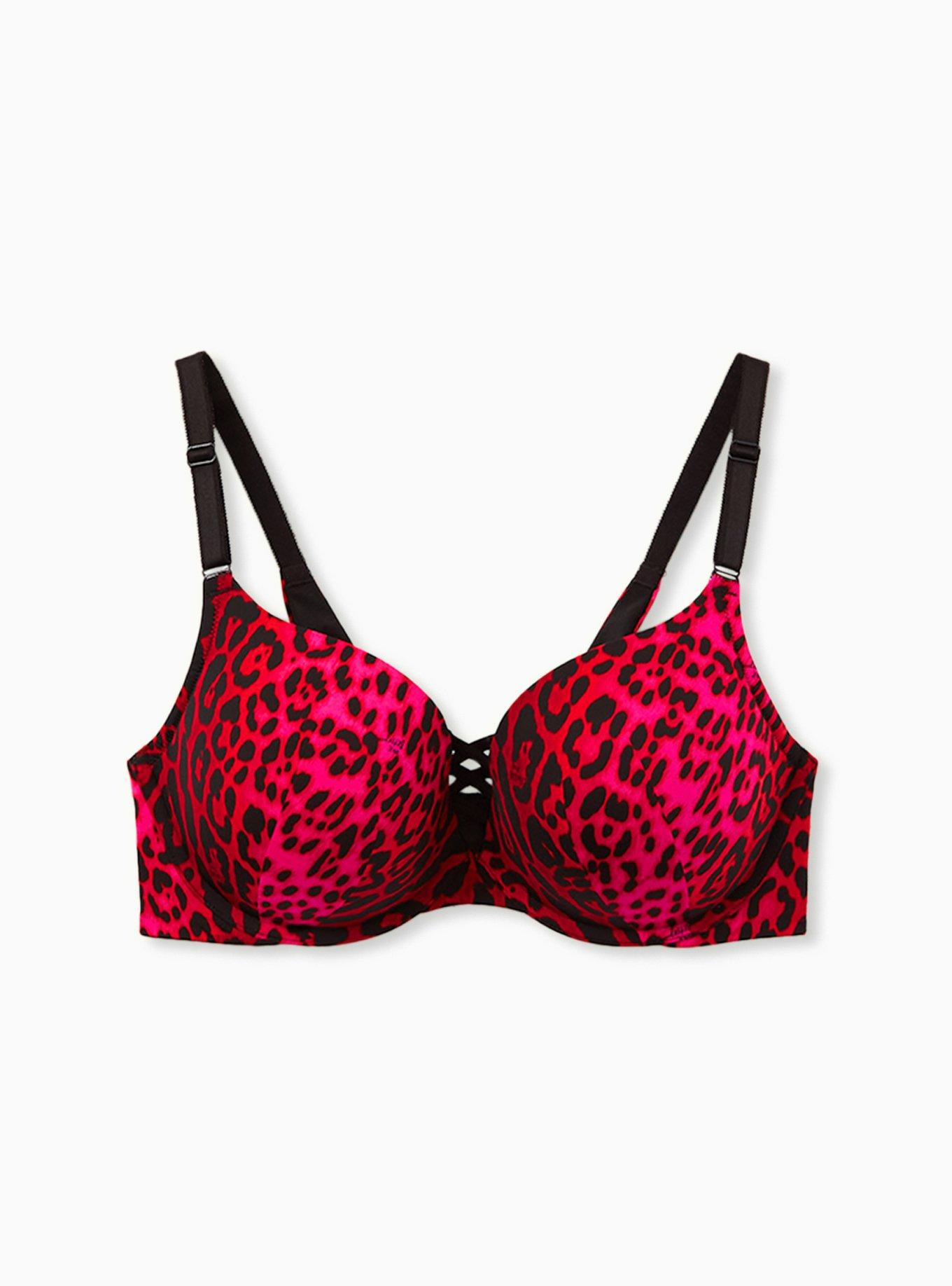 Plus Size - Betsey Johnson Hot Pink Leopard Satin 360° Back Smoothing™ XO  Push-Up Plunge Bra - Torrid