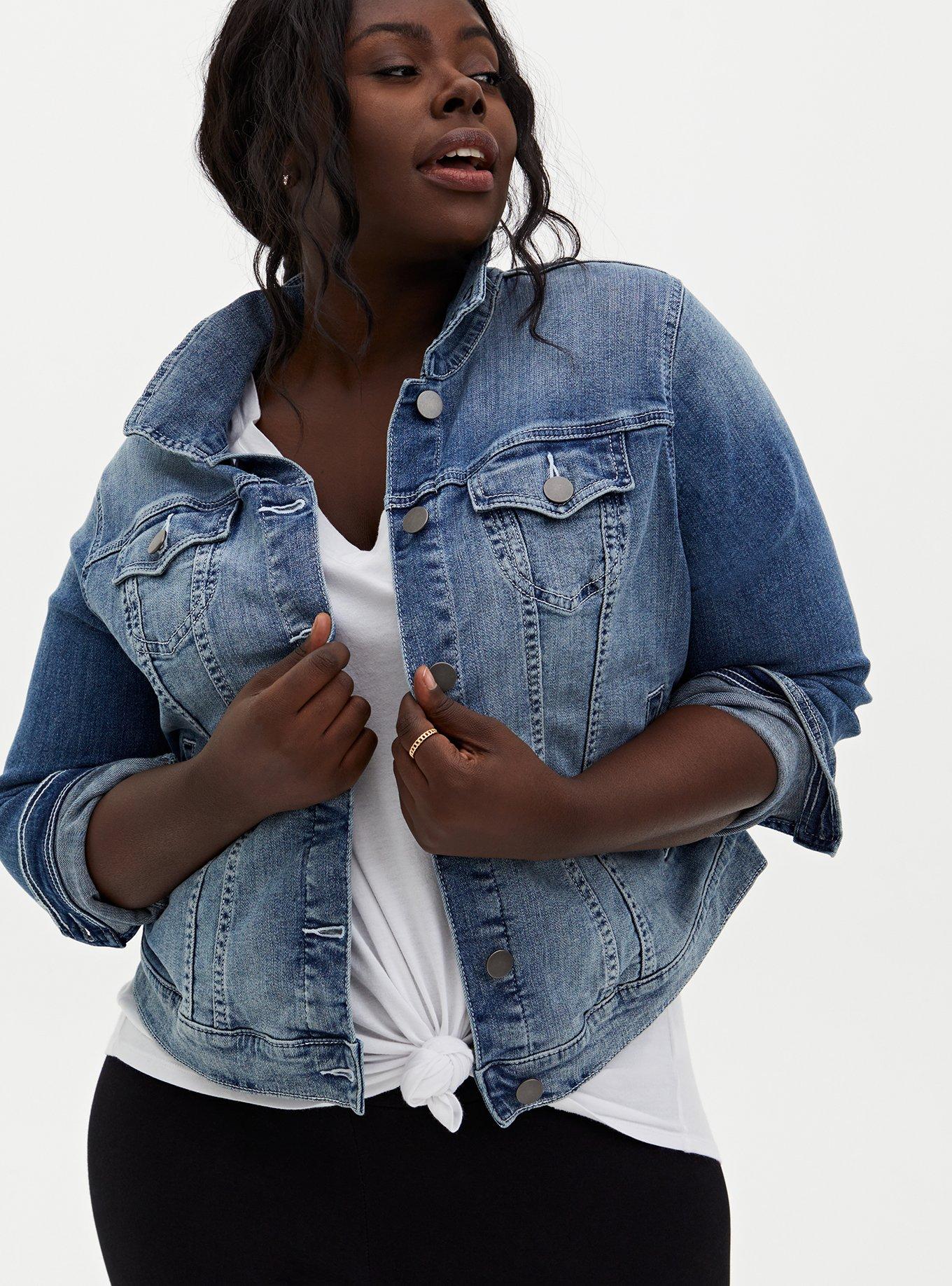 Torrid jean jacket online with hood