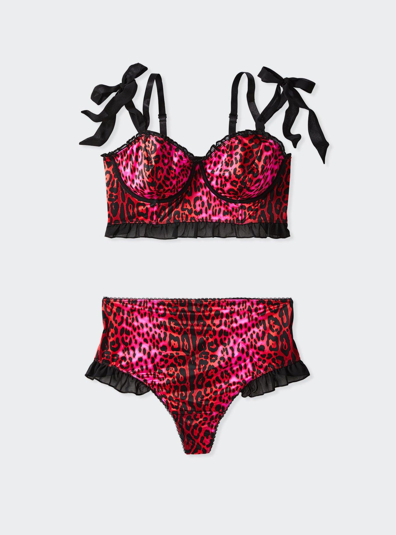 Plus Size - Betsey Johnson Hot Pink Leopard Satin Underwire
